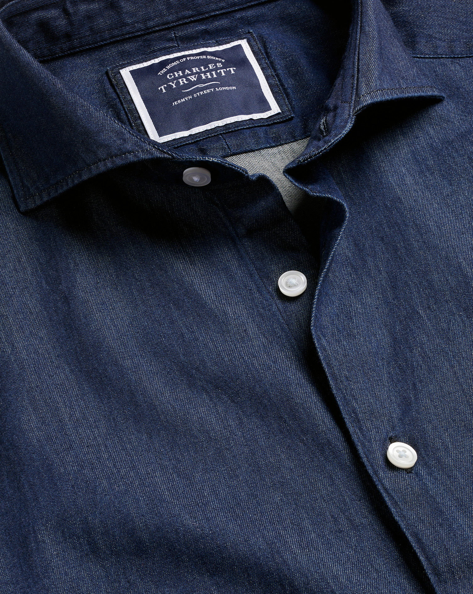 Charles Tyrwhitt Denim Cotton Casual Shirt In Blue