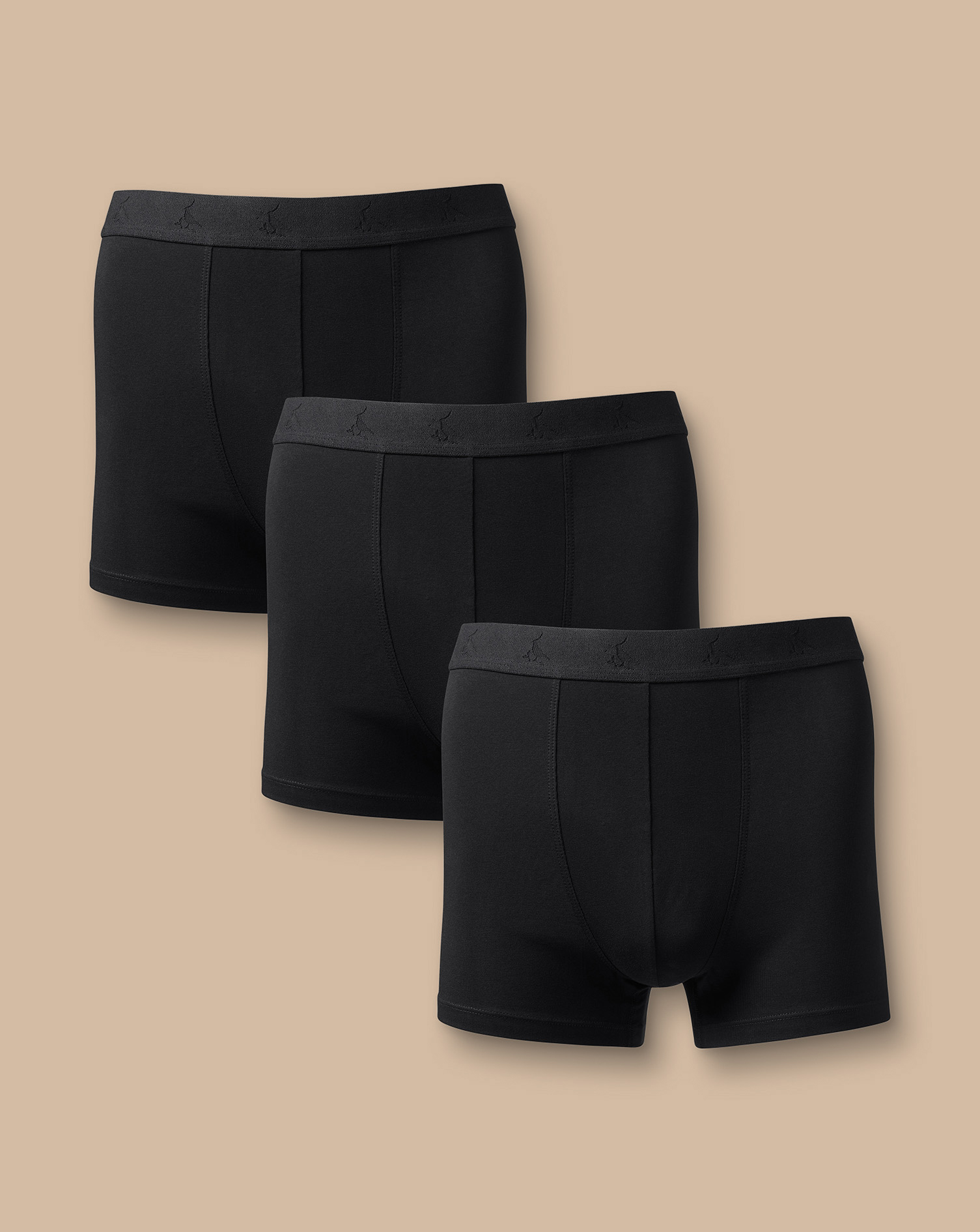 Men's Charles Tyrwhitt 3 Pack Stretch Jersey Trunks - Black Size XXL Cotton
