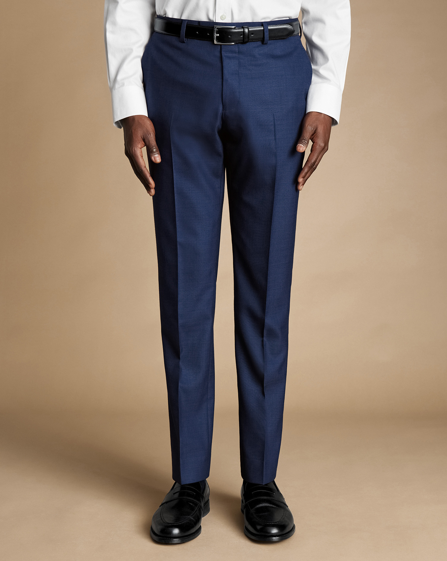 Men's Charles Tyrwhitt Ultimate Performance Sharkskin Suit Trousers - Ink Blue Size 38/32
