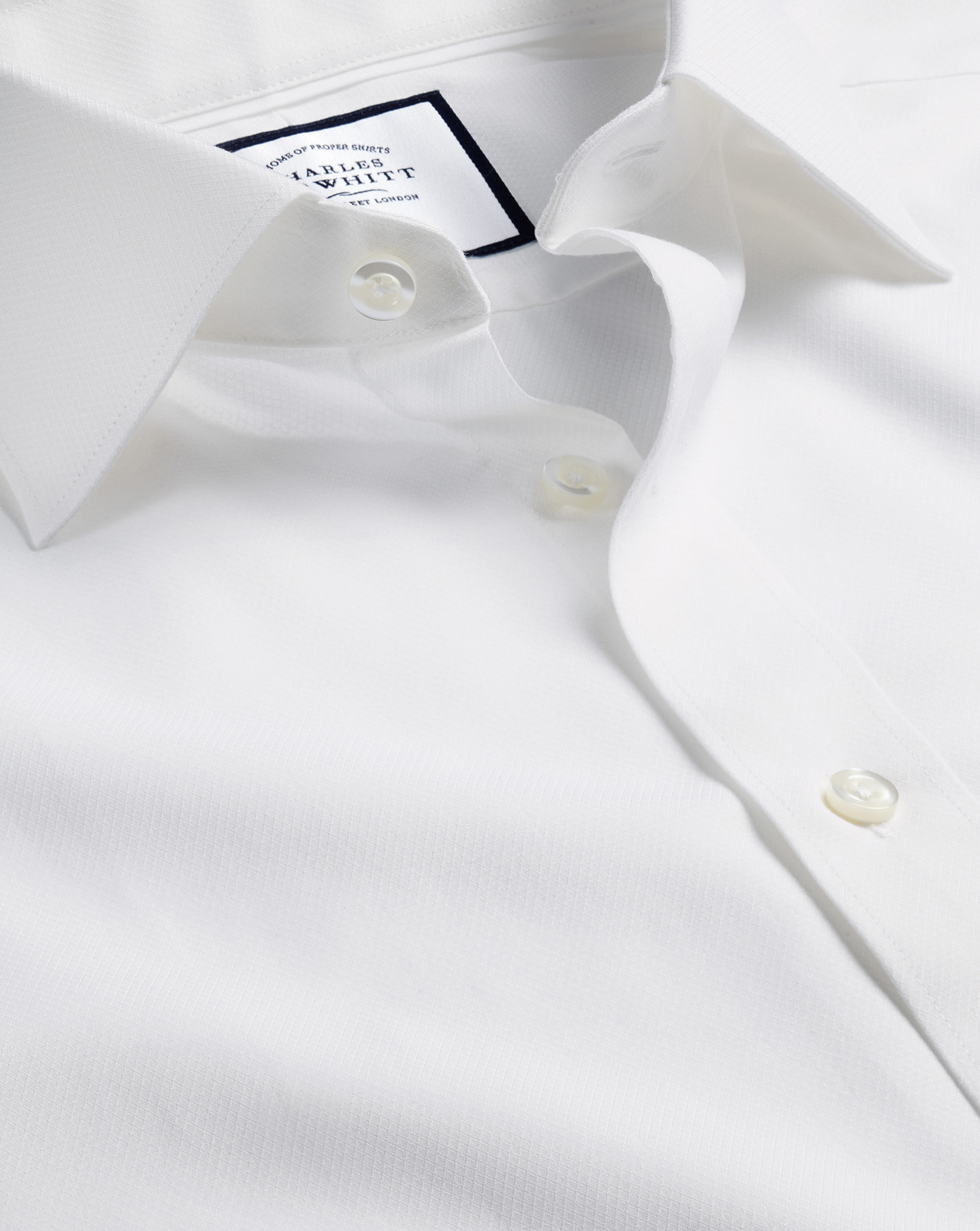 Men's Charles Tyrwhitt Semi-Cutaway Collar Egyptian Berkshire Weave Dress Shirt - White Single Cuff 
