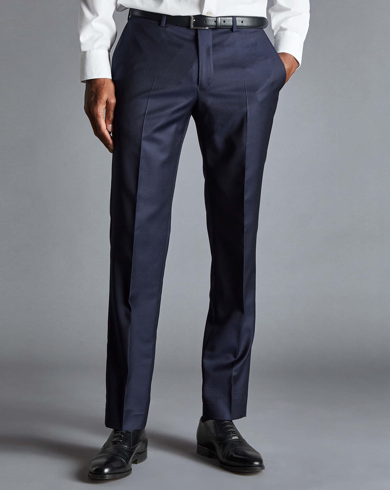 Italian Luxury Narrow Stripe Suit Trousers - Dark Navy Size W36 L32
