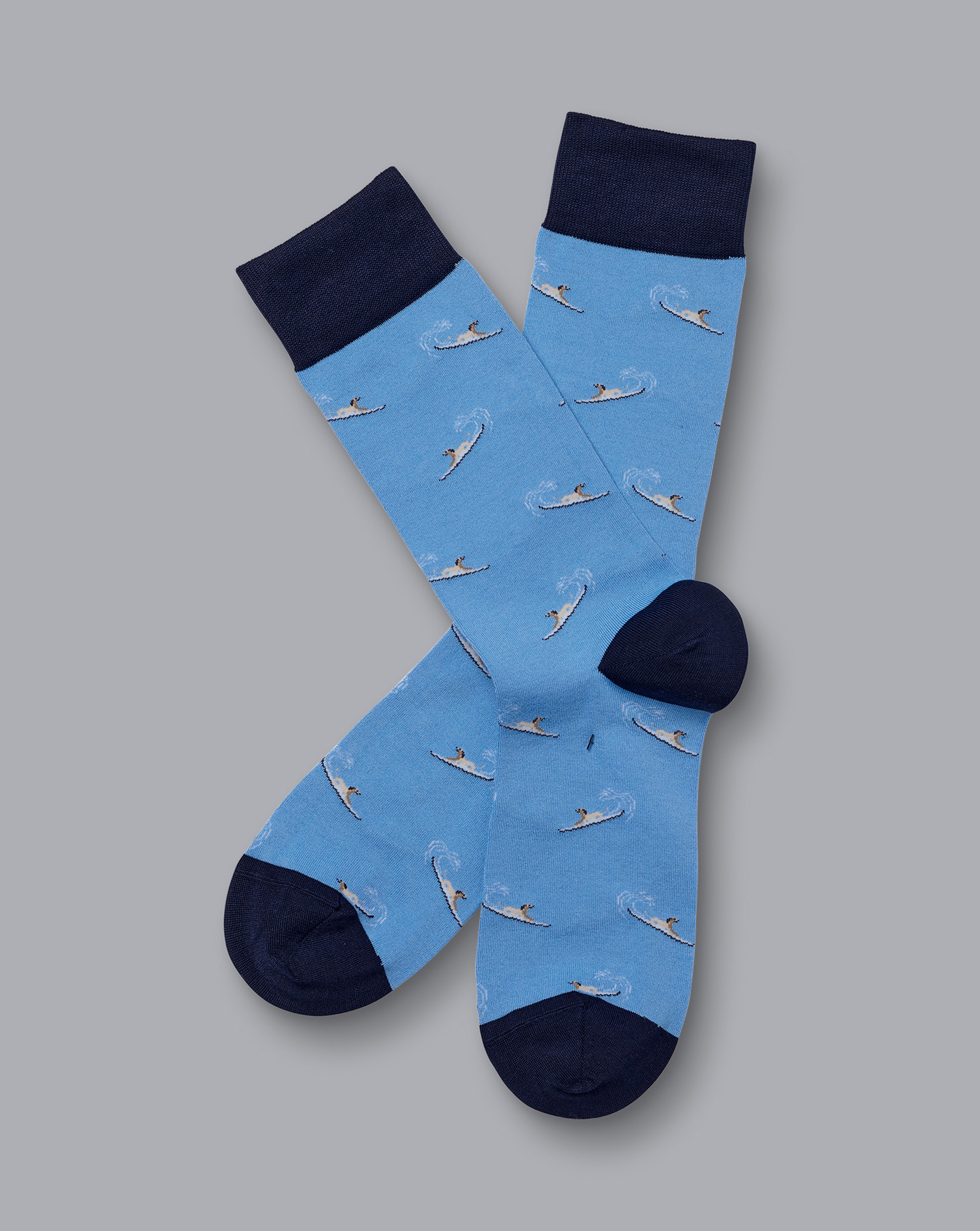Chaussettes À Motif De Chien Sur Planche De Surf - Bleuet en par - Charles Tyrwhitt - Modalova