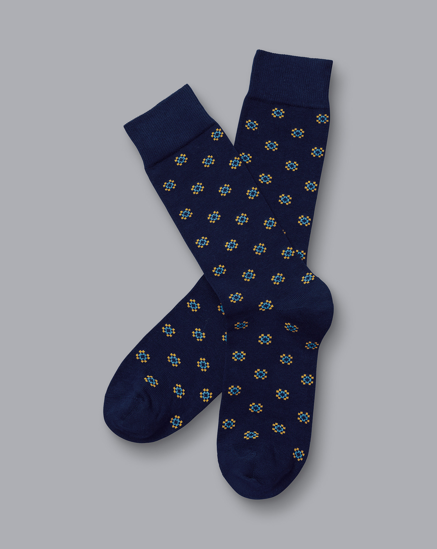 Men's Charles Tyrwhitt Geo Socks - French Blue Size 6-10 Cotton
