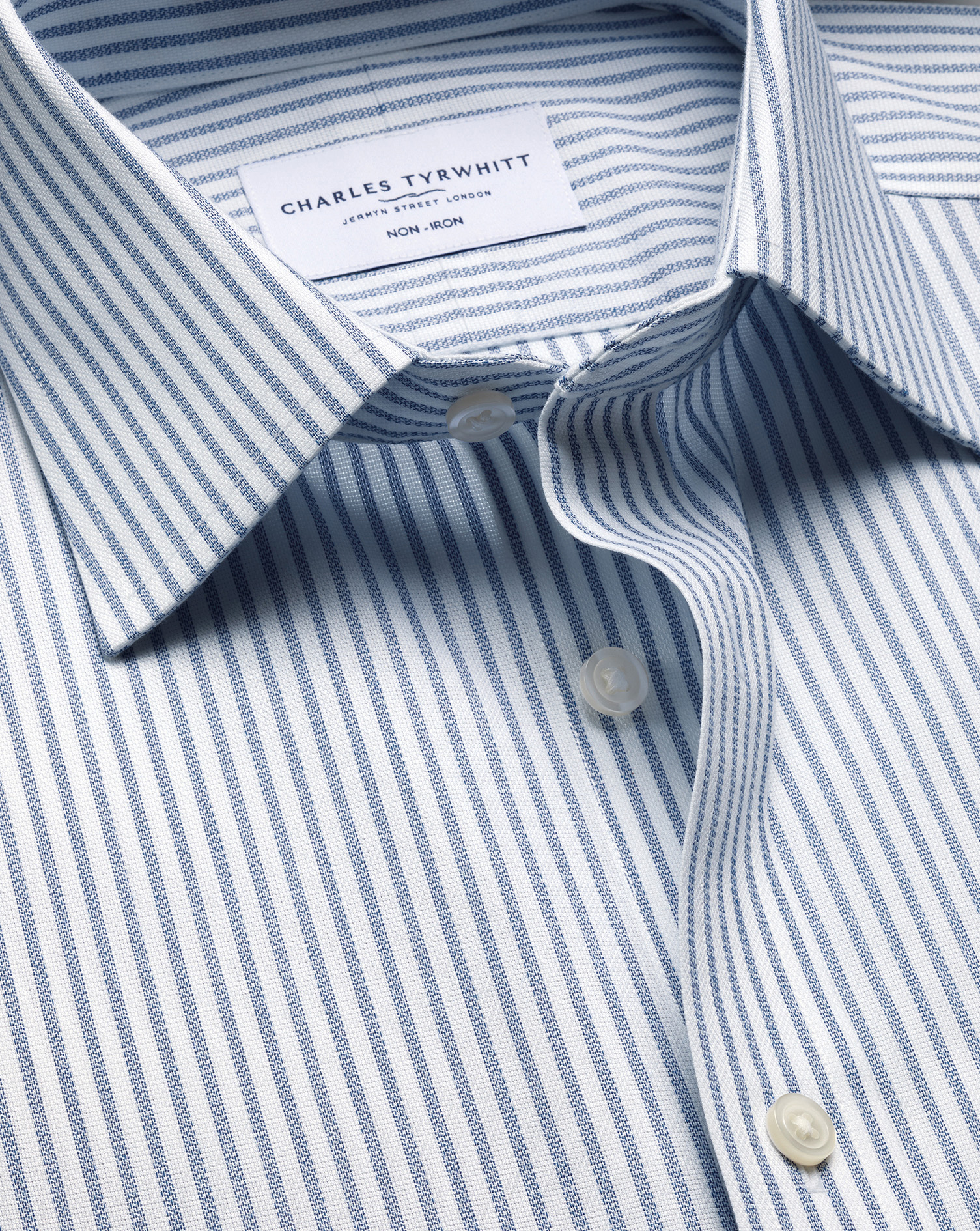 Non-Iron Royal Oxford Stripe Shirt – Indigo Blue | Charles Tyrwhitt US