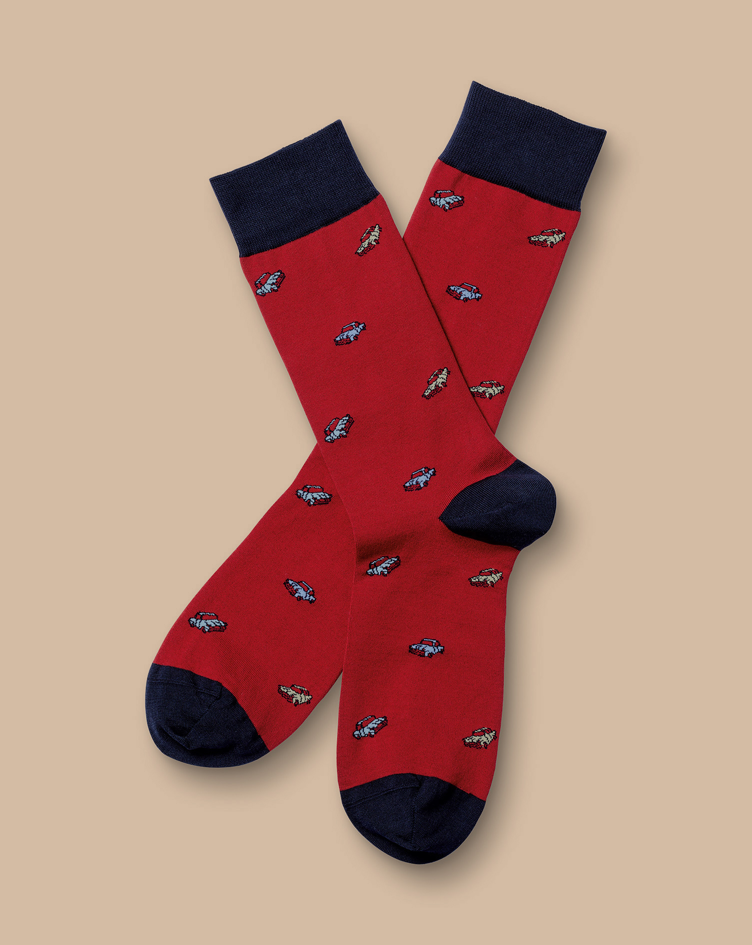 Men's Charles Tyrwhitt Car Socks - Red Size 6-10 Cotton
