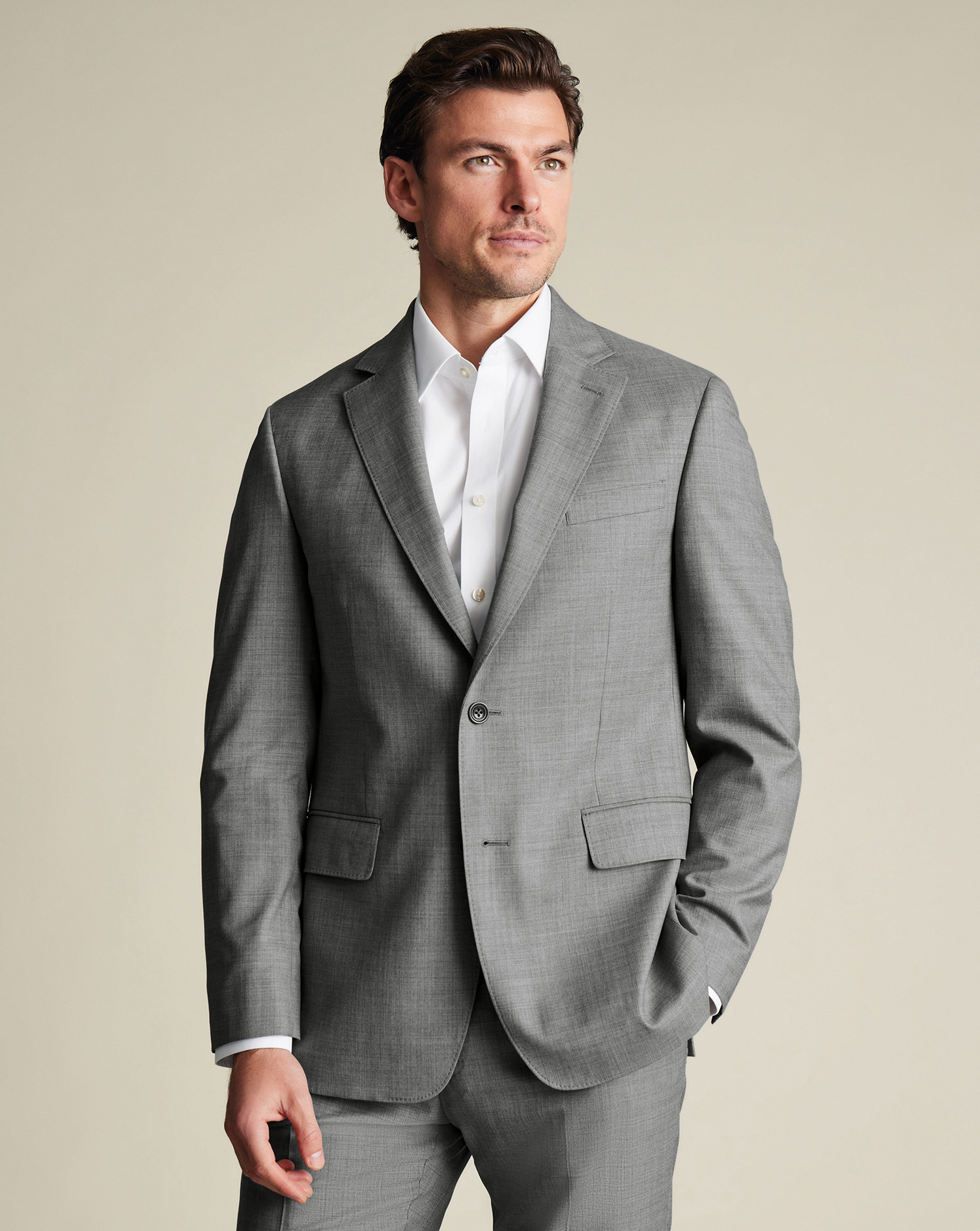 CHARLES TYRWHITT MEN'S CHARLES TYRWHITT ULTIMATE PERFORMANCE SHARKSKIN SUIT NA JACKET