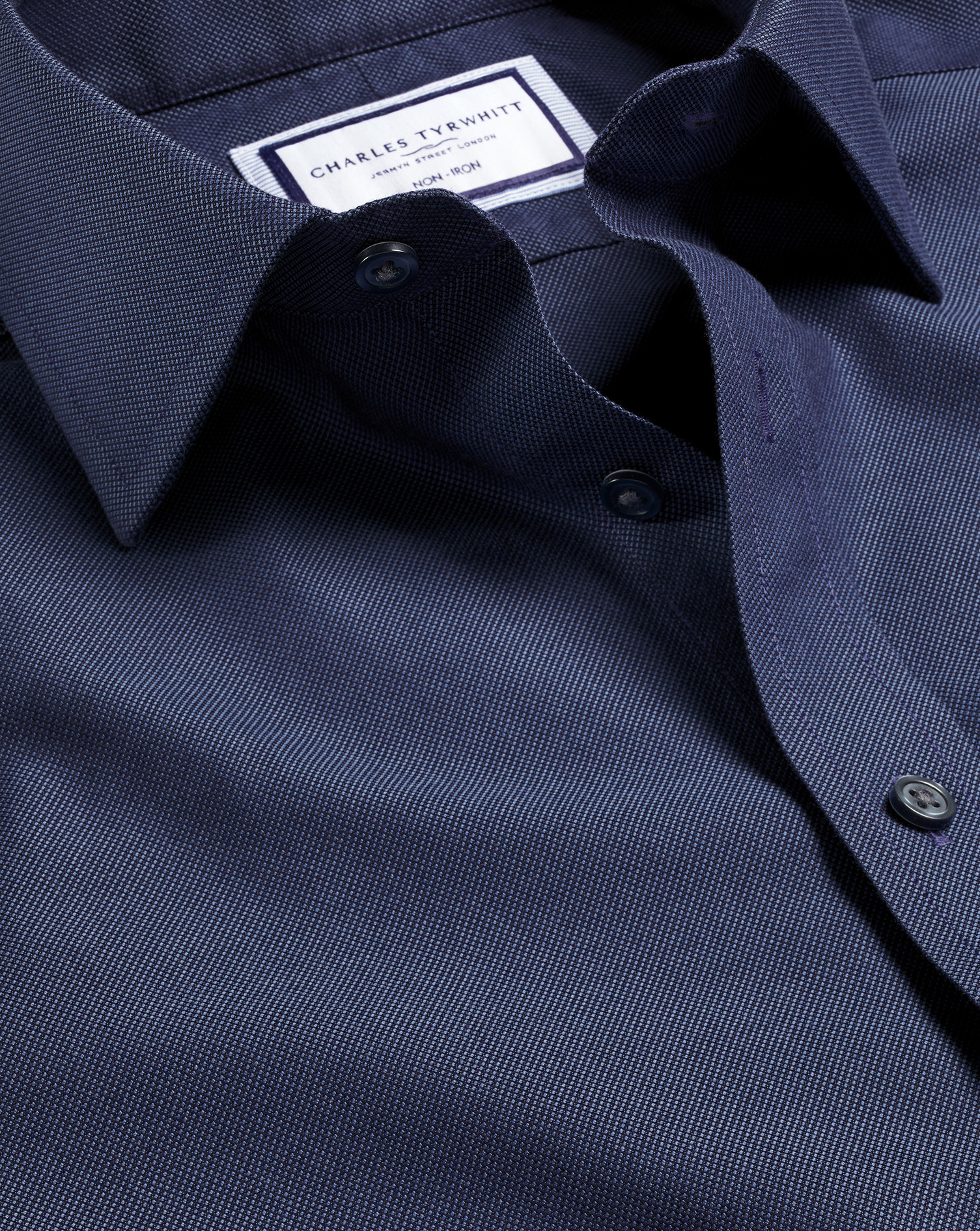 Men's Charles Tyrwhitt Non-Iron Royal Oxford Dress Shirt - French Blue Single Cuff Size 17/34 Cotton