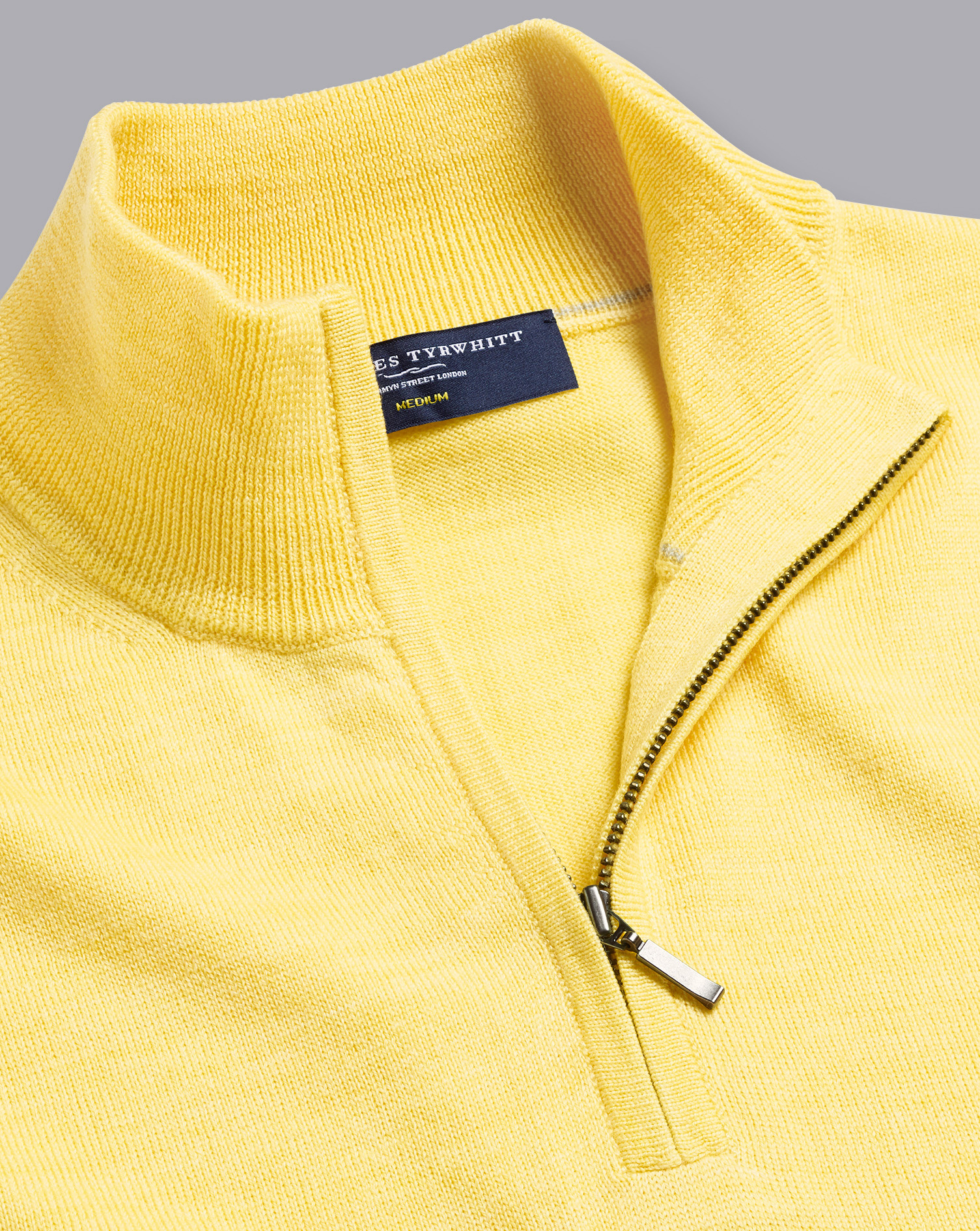 Merino Zip Neck Sweater - Lemon Size Medium
