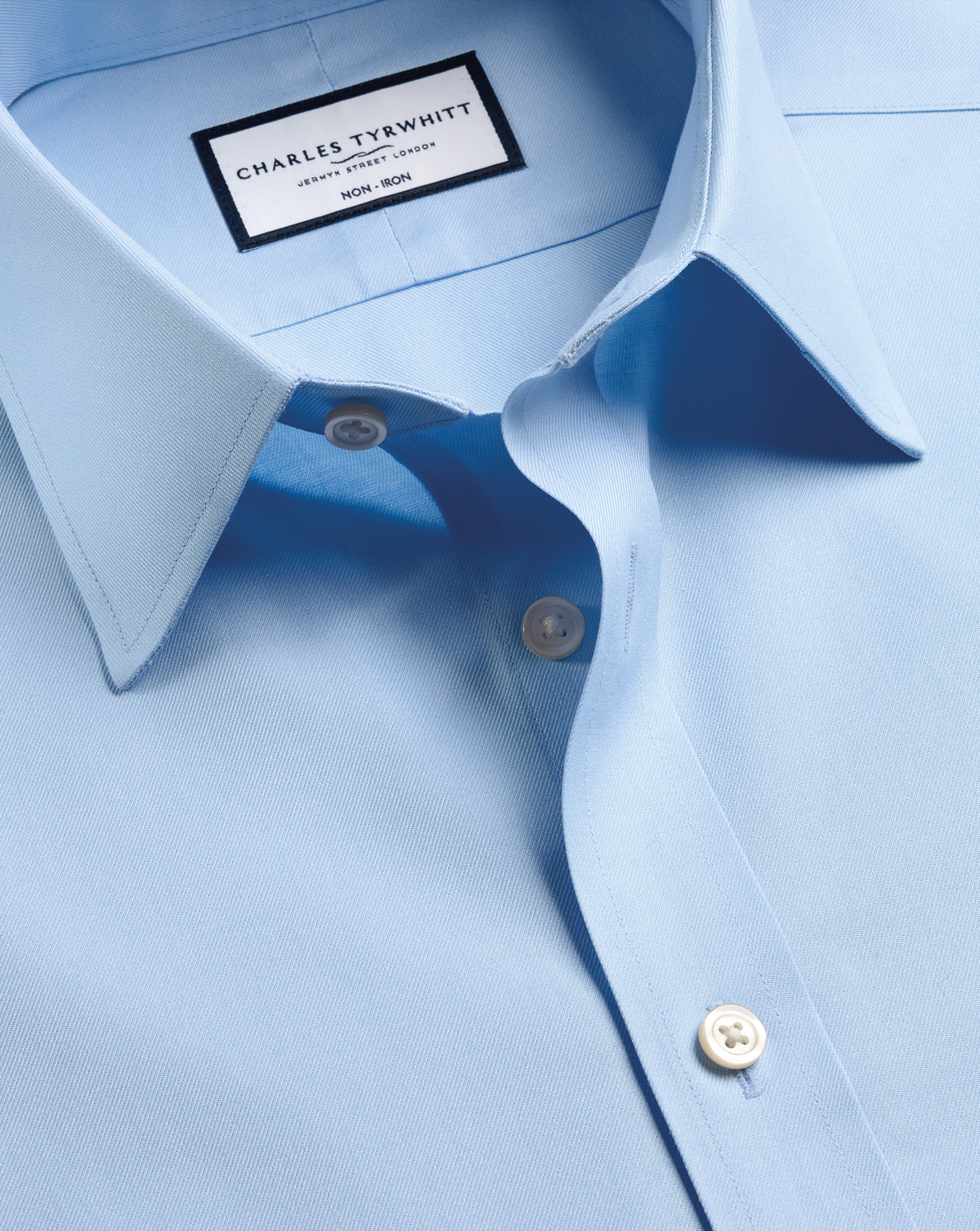 Point Collar Non-Iron Twill Shirt - Sky Blue