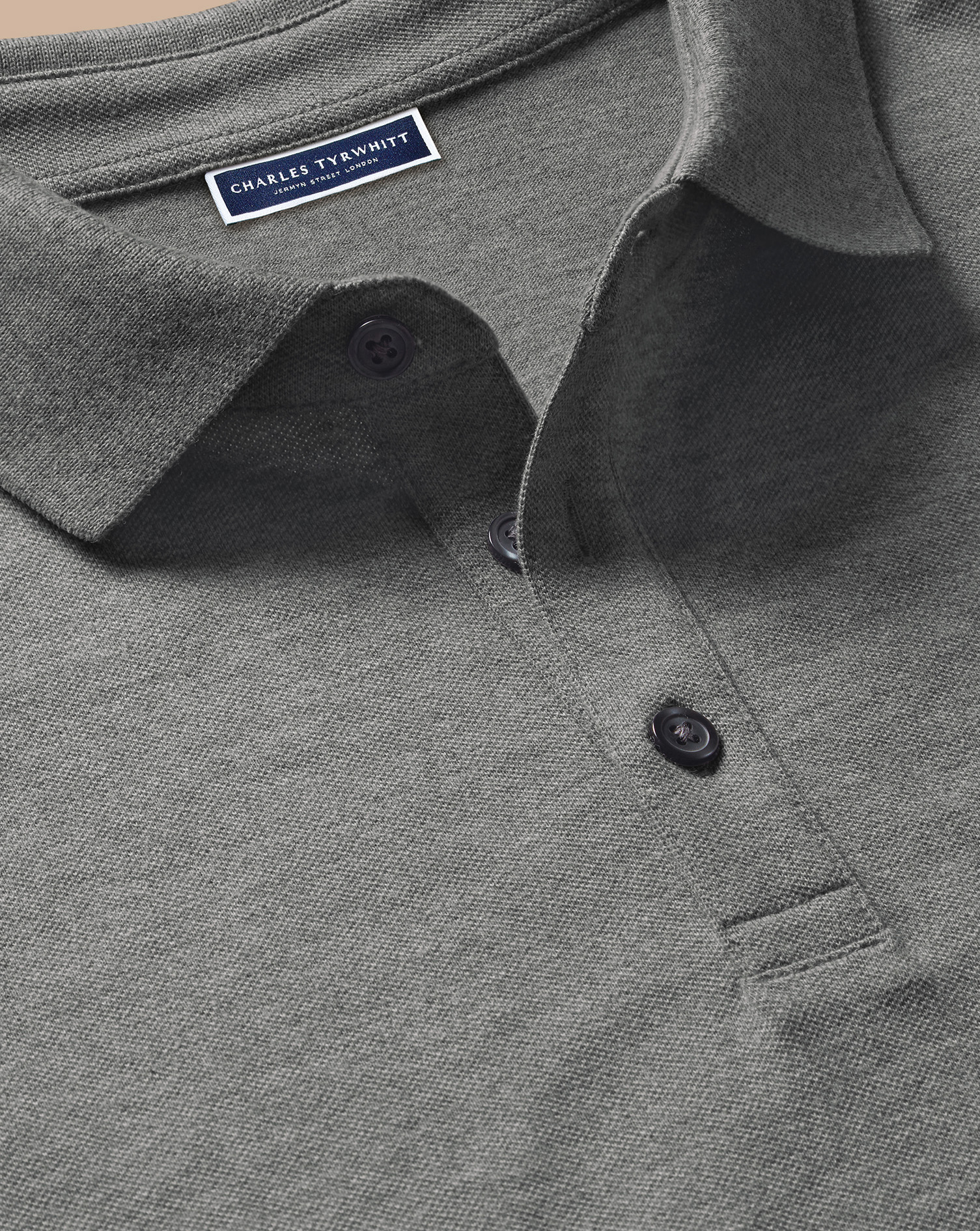 Charles Tyrwhitt Tyrwhitt Pique Cotton Polo Shirt In Grey