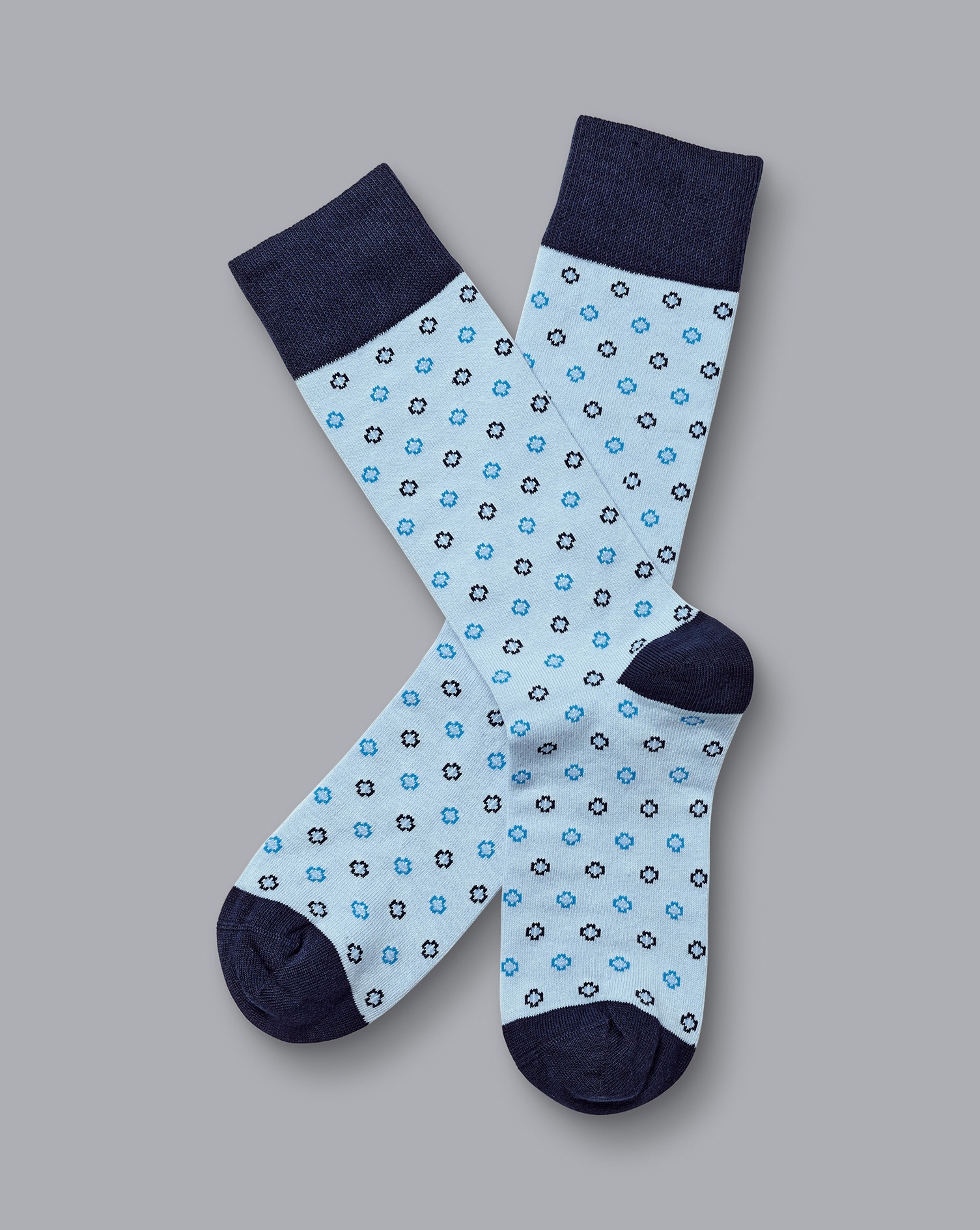 Men's Charles Tyrwhitt Geo Socks - Light Blue Size 10.5-13

