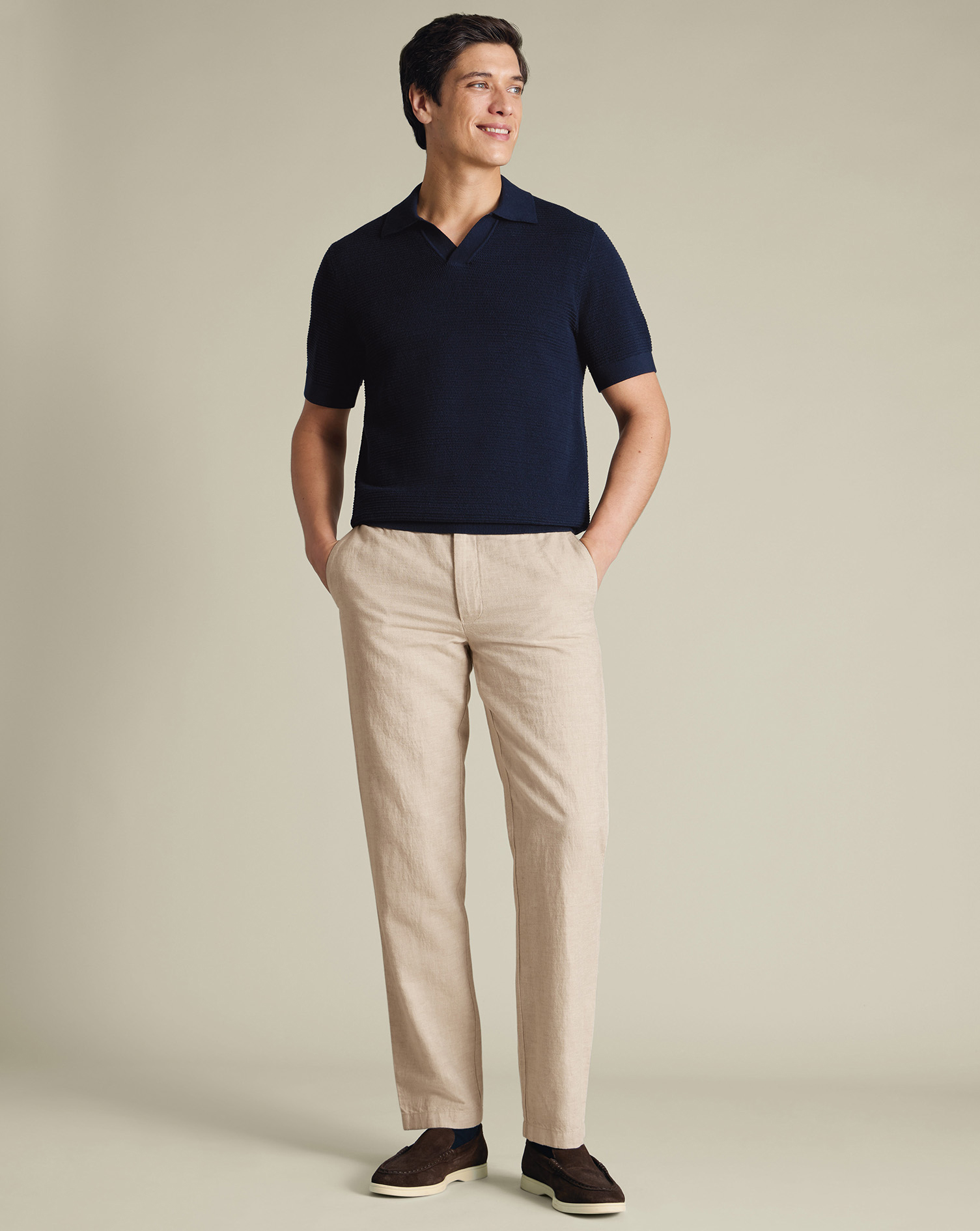Charles Tyrwhitt Chino aus Leinen-Baumwoll-Mix - Steingrau