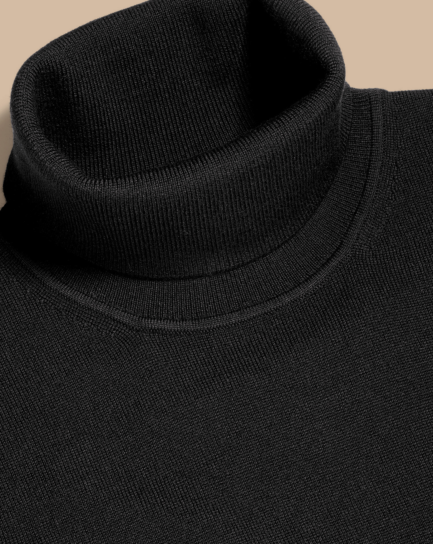 Charles Tyrwhitt Merino Roll Neck Sweater In Black