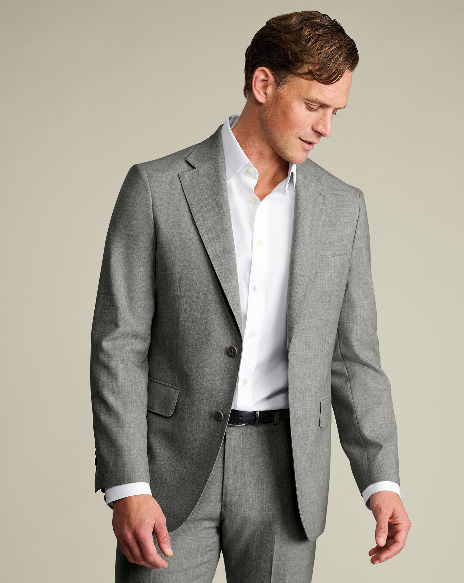 Men's Ultimate Performance Sharkskin Suit Jacket â Grey, 42L by Charles Tyrwhitt