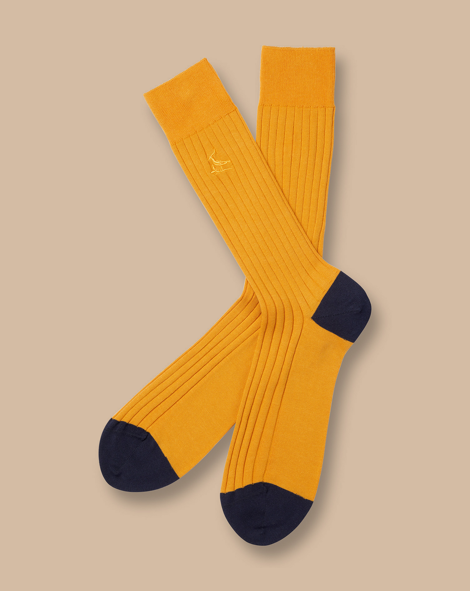 Men's Charles Tyrwhitt Rib Socks - Sunflower Yellow Size 6-10 Cotton
