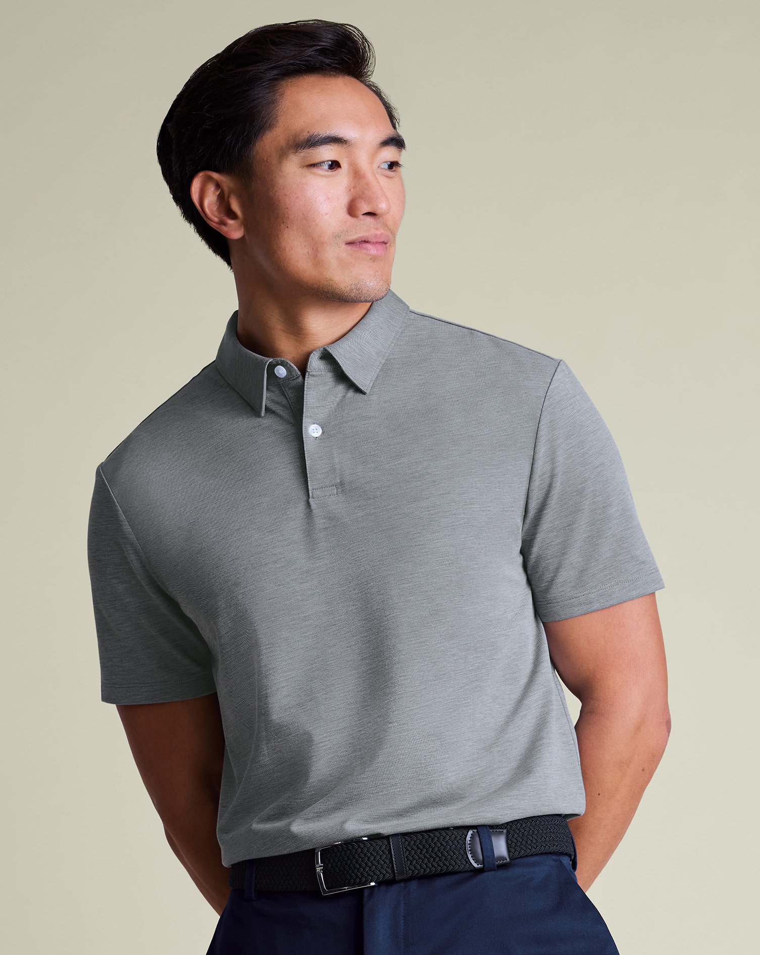Performance Jersey Polo – Flint Grey | Charles Tyrwhitt International (XBR)