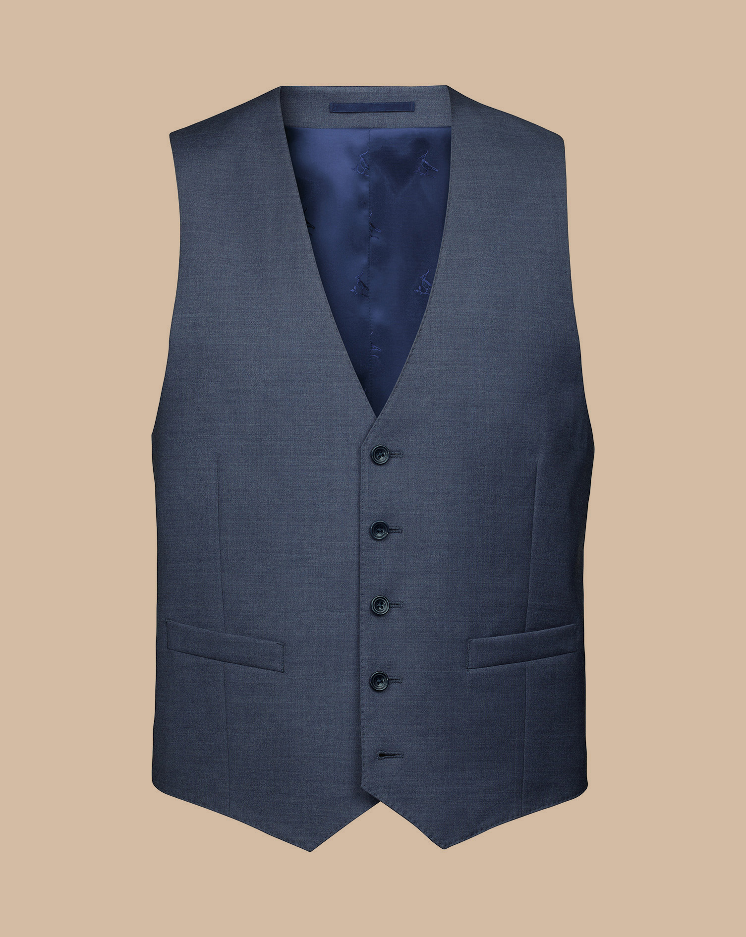 Men's Charles Tyrwhitt Italian Suit Waistcoat - Heather Blue Size w42 Wool

