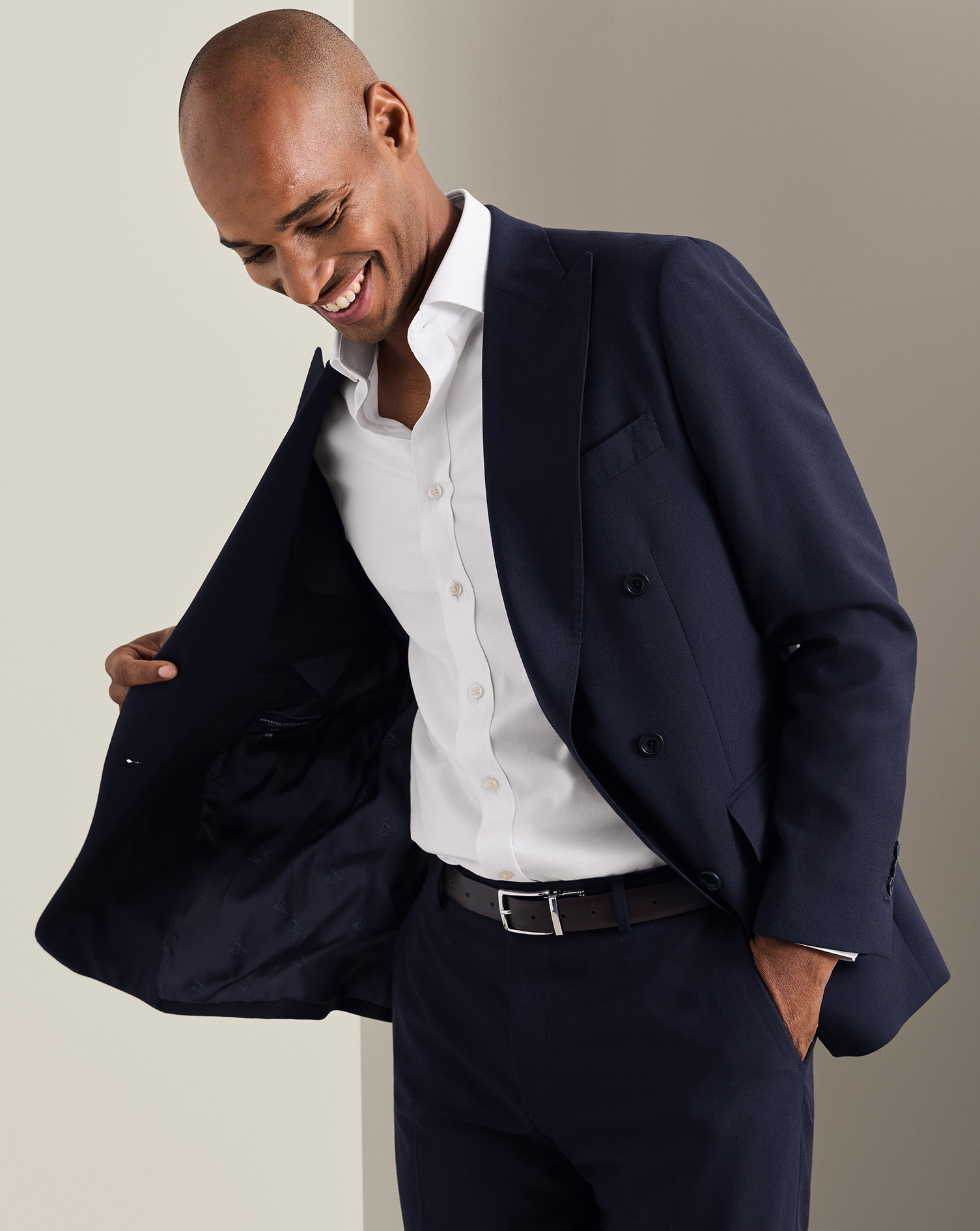 Men's Double Breasted Ultimate Performance Suit Jacket - Dark Navy, 36S by Charles Tyrwhitt