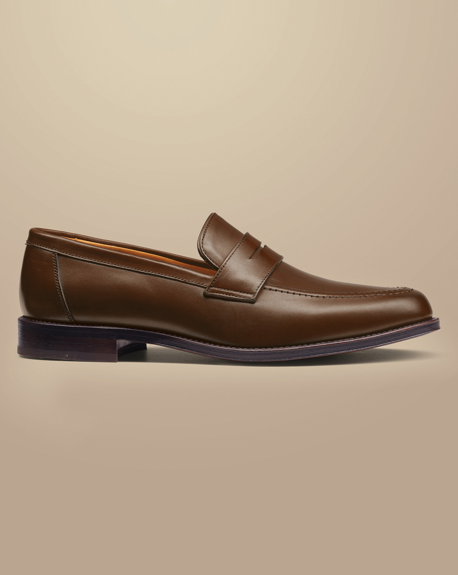 Men's Charles Tyrwhitt Saddle Loafers - Dark Tan Brown Size 10.5 Leather
