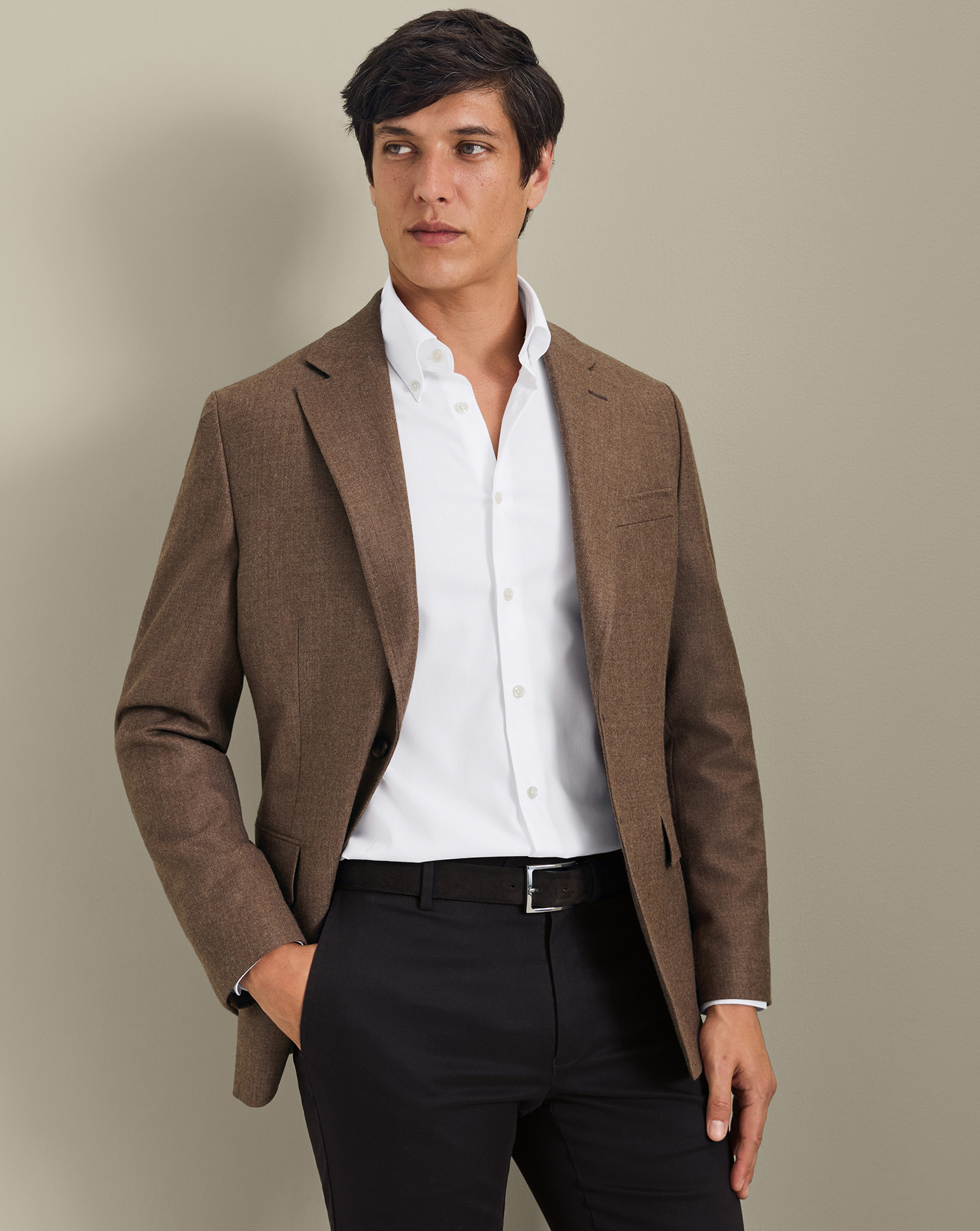 Men's Charles Tyrwhitt Textured na Jacket - Toffee Yellow Size 44R Wool