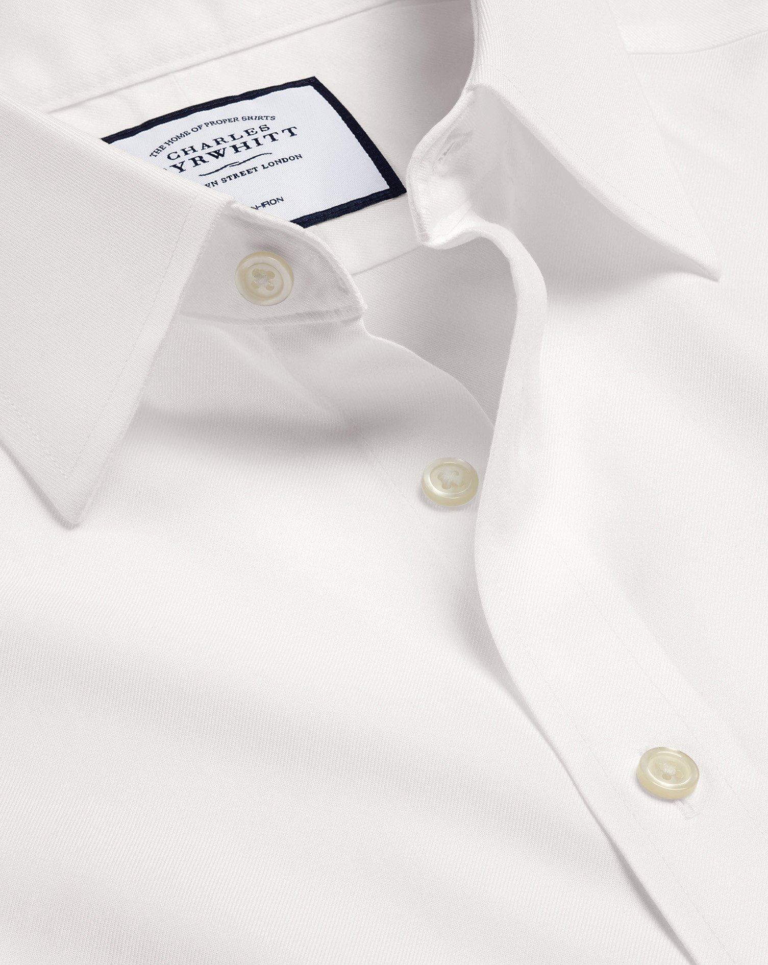 Men's Charles Tyrwhitt Non-Iron Twill Dress Shirt - Ivory White French Cuff Size Small Cotton
