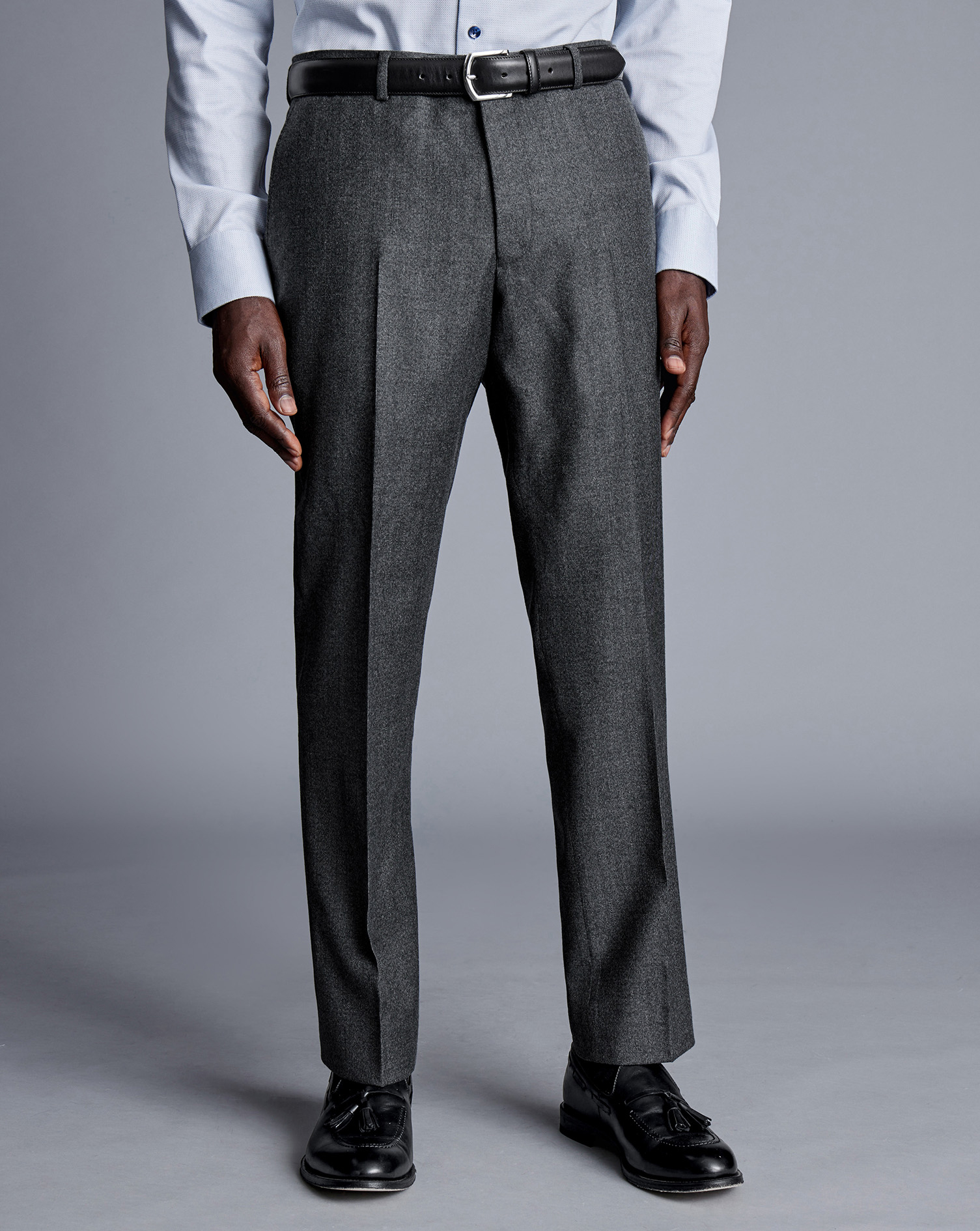 Men's Charles Tyrwhitt Italian Pindot Suit Trousers - Grey Size 36/32 Wool
