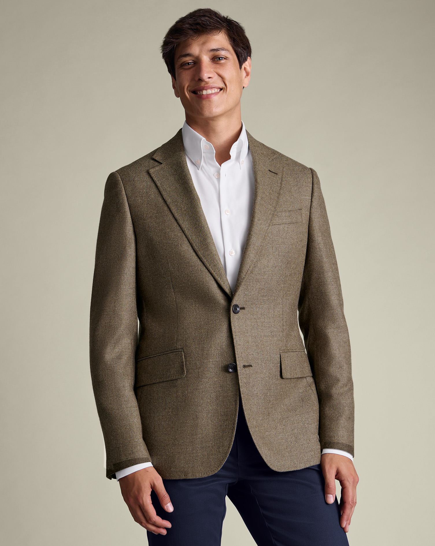 Men's Charles Tyrwhitt Texture na Jacket - Taupe Neutral Size 38R Wool