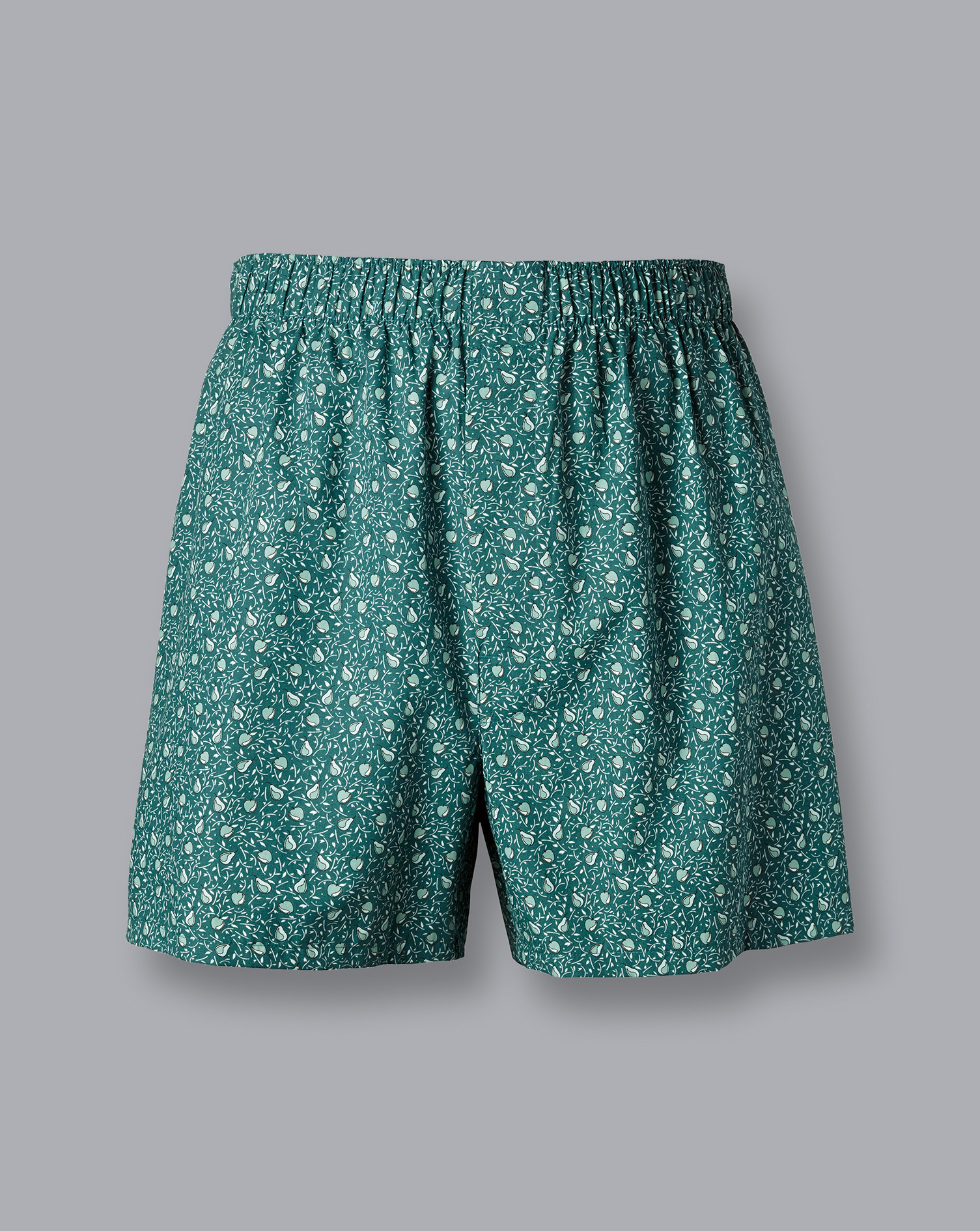 Men's Charles Tyrwhitt Apples and Pears Motif Woven Boxers - Pale Teal Green Size Small Cotton

