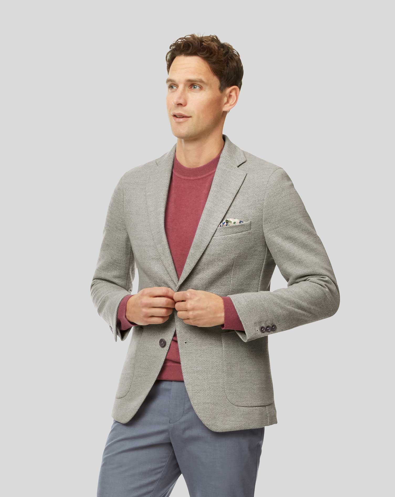 herringbone wool cashmere blend tailored jacket