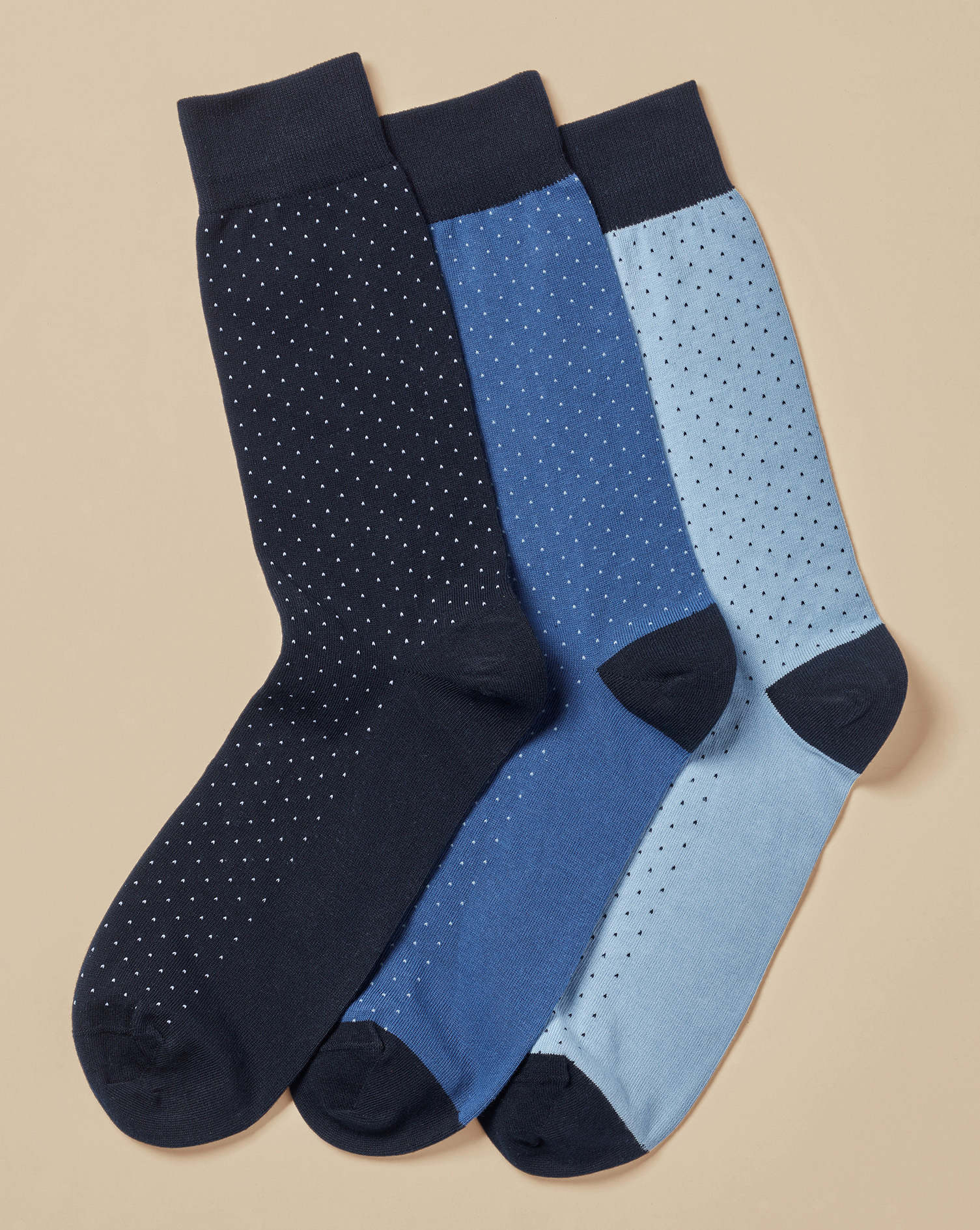 Men's Charles Tyrwhitt Multi Micro Dash Rich 3 Pack Socks - Navy Size 10.5-13 Cotton
