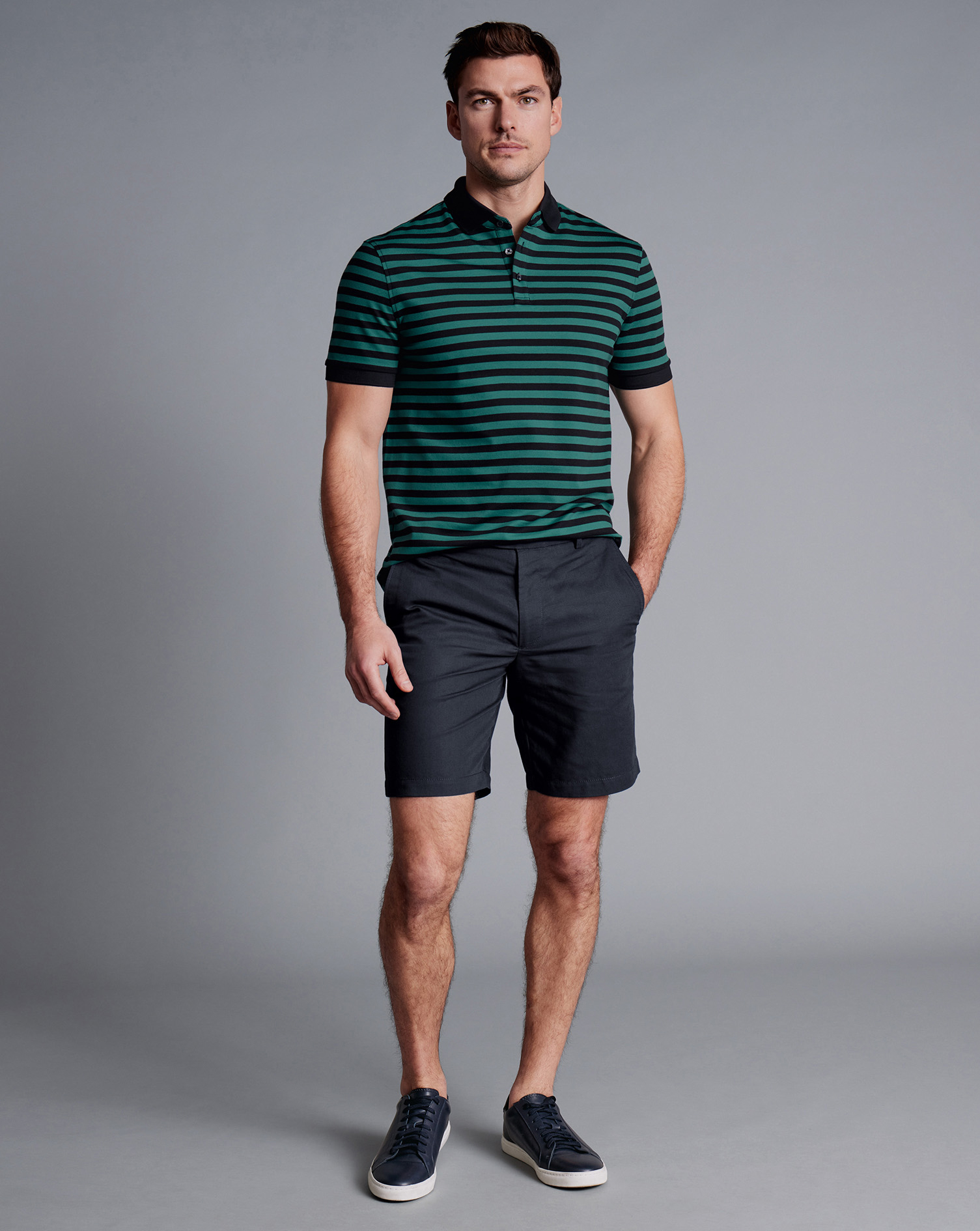 Men's Charles Tyrwhitt Cotton Shorts - Ink Blue Size 38 Linen
