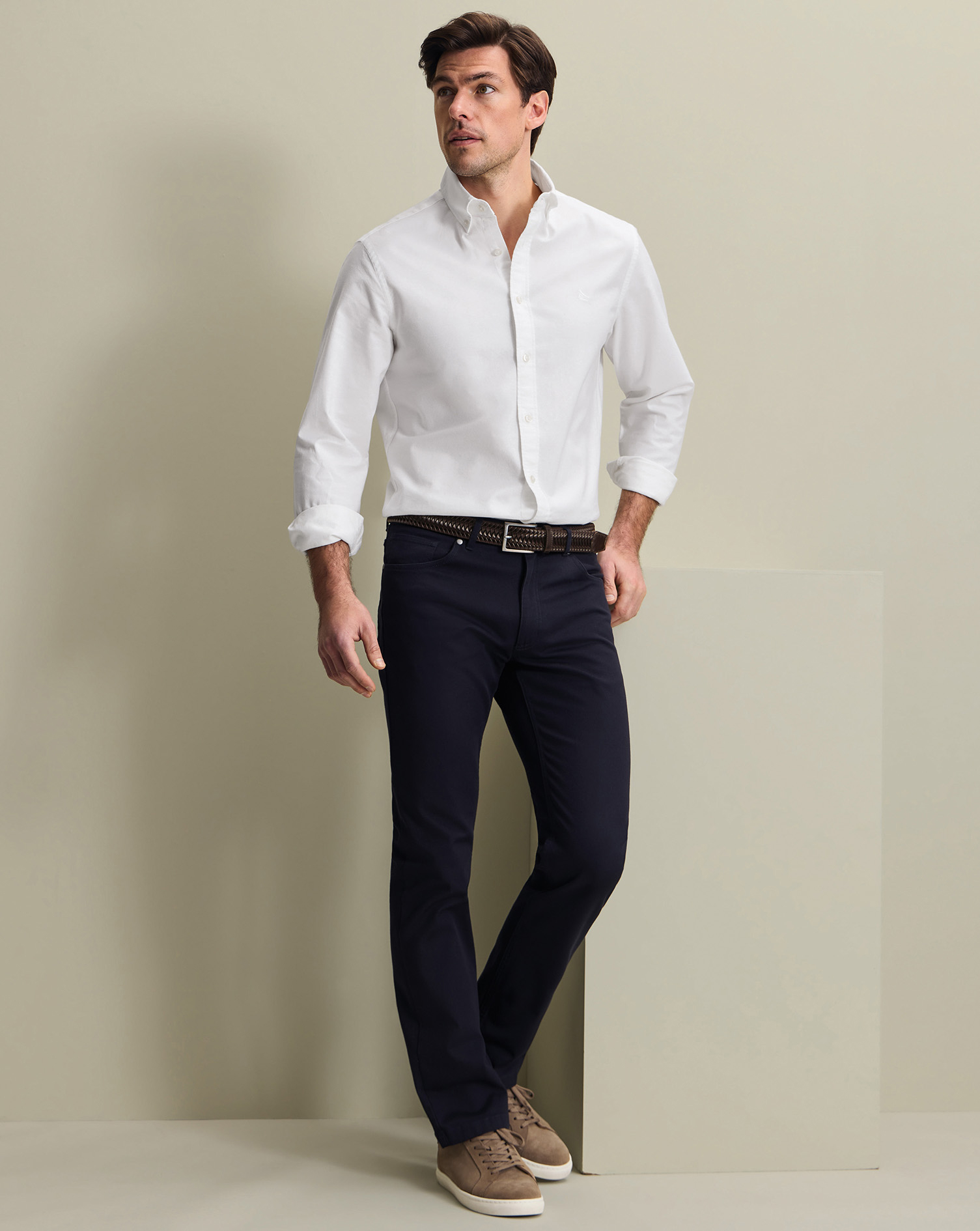 Men's Charles Tyrwhitt 5 Pocket Trousers - Dark Navy Blue Size W38 L30 Cotton