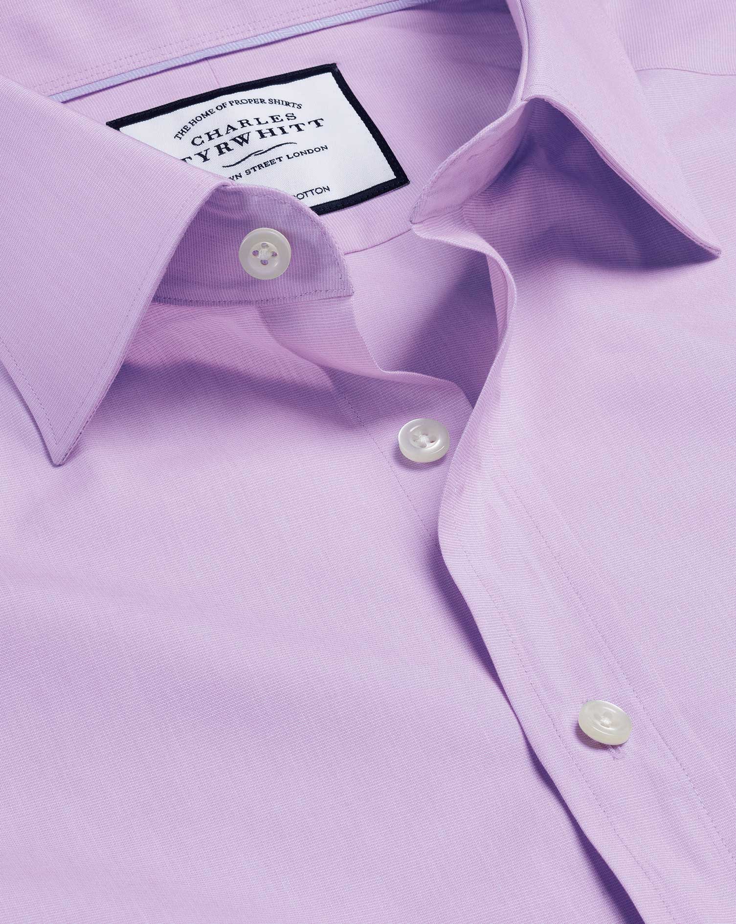 Men's Charles Tyrwhitt Semi-Cutaway Collar Egyptian Poplin Dress Shirt - Lilac Single Cuff Purple Si