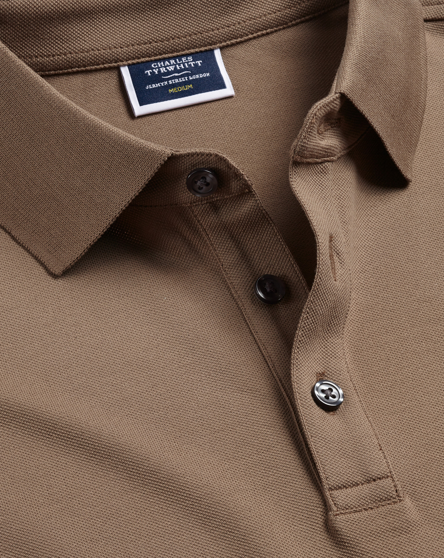 Charles Tyrwhitt Tyrwhitt Long Sleeve Pique Cotton Polo Shirt In Brown