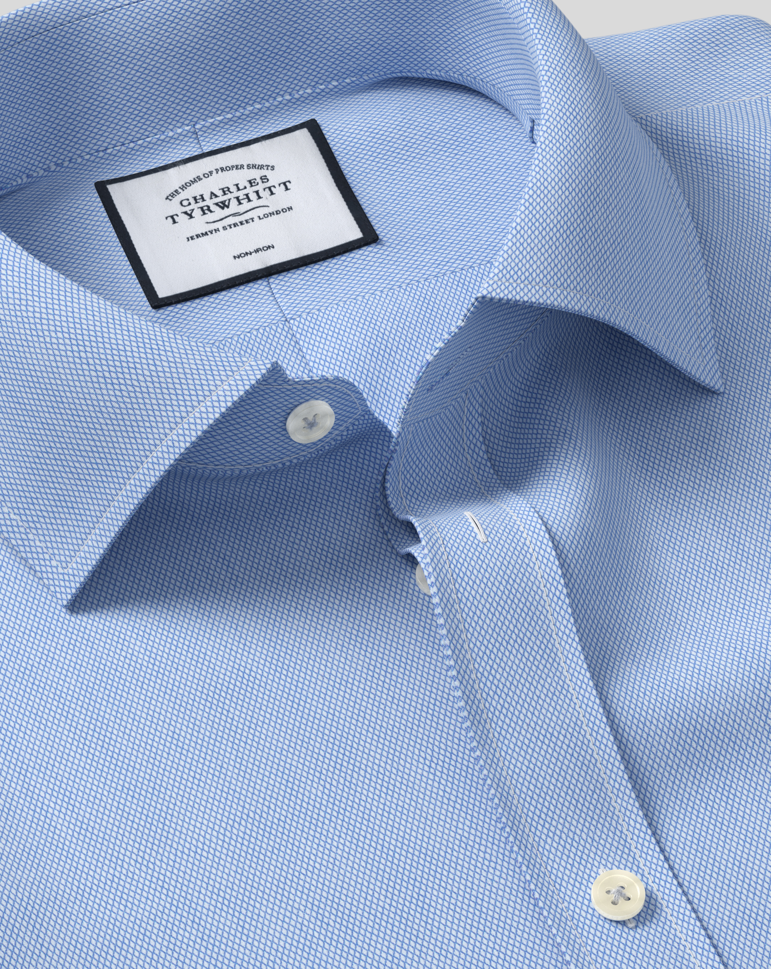 Non-Iron Micro Diamond Shirt - Blue 