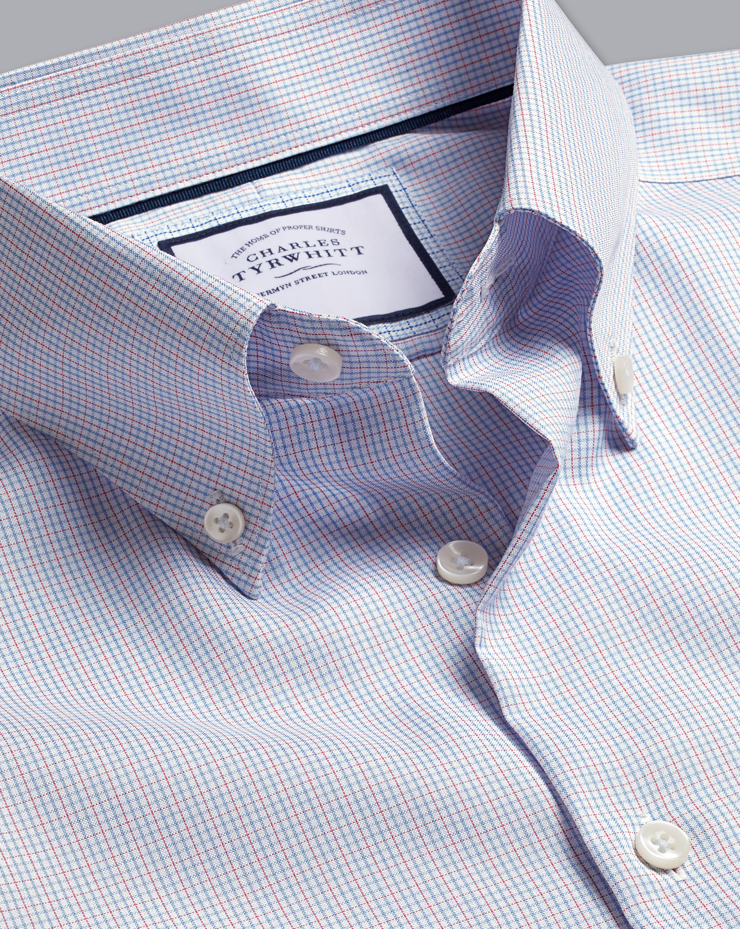 Charles Tyrwhitt Button-down Collar Non-iron Check Cotton Dress Shirt In Pink