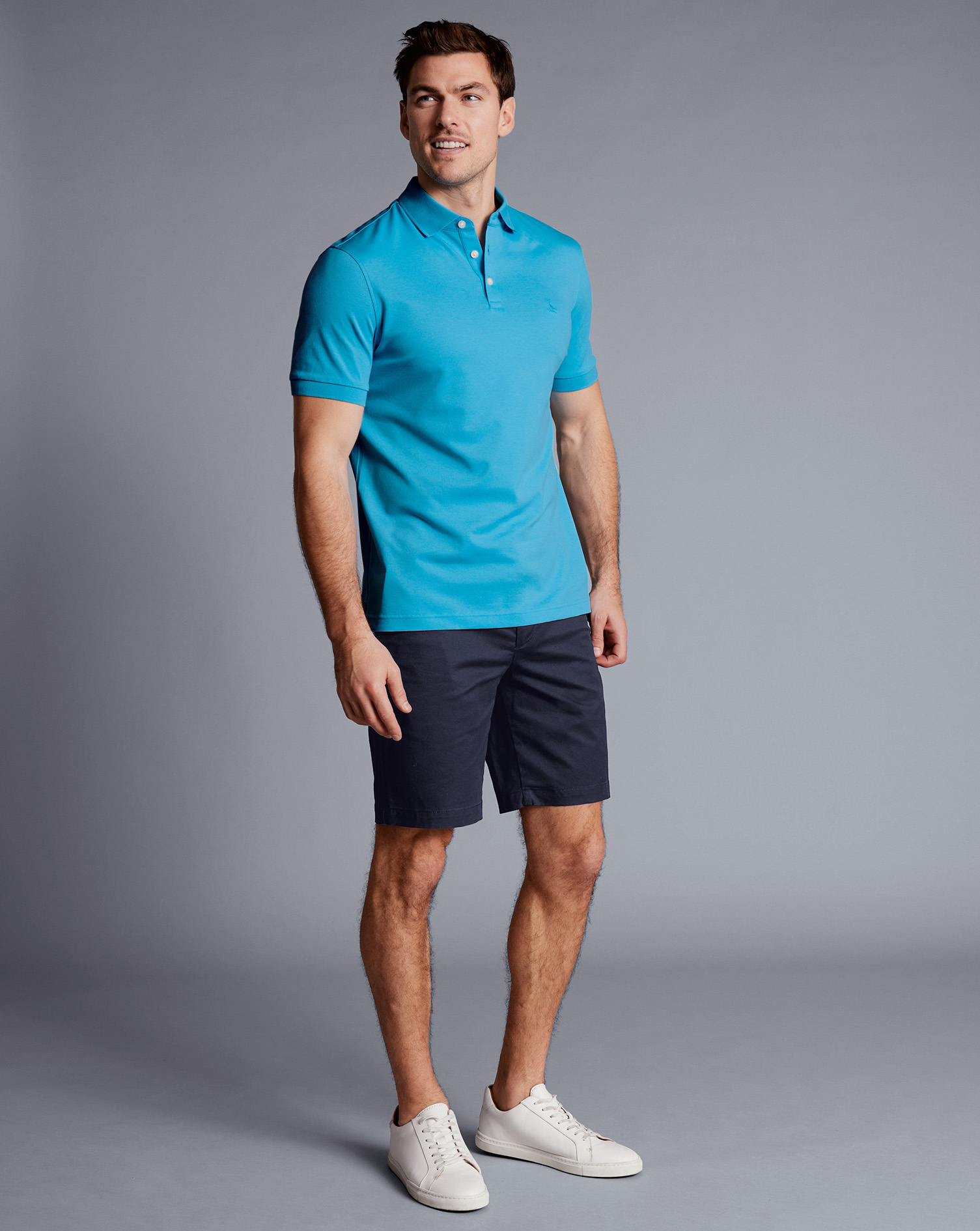 Men's Charles Tyrwhitt Shorts - Navy Blue Size 32 Cotton
