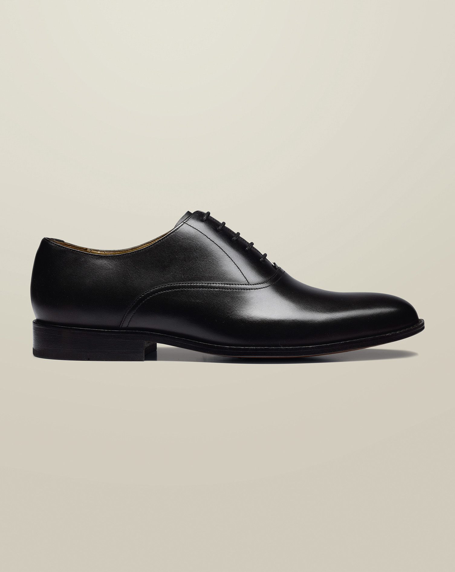 Men's Plain Toe Leather Oxford Shoes - Black, 8.5 by Charles Tyrwhitt
