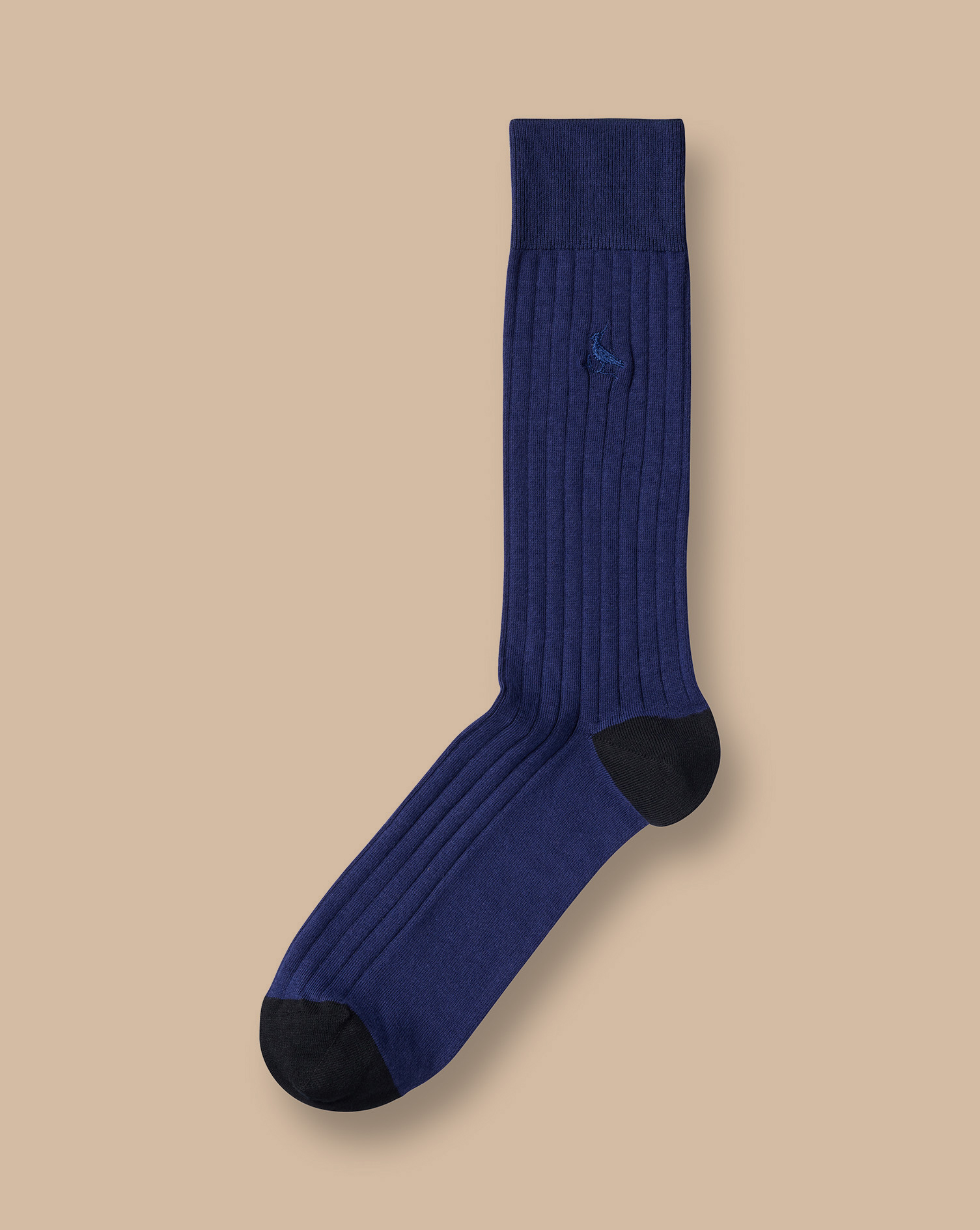 Men's Charles Tyrwhitt Rib Socks - French Blue Size 10.5-13 Cotton

