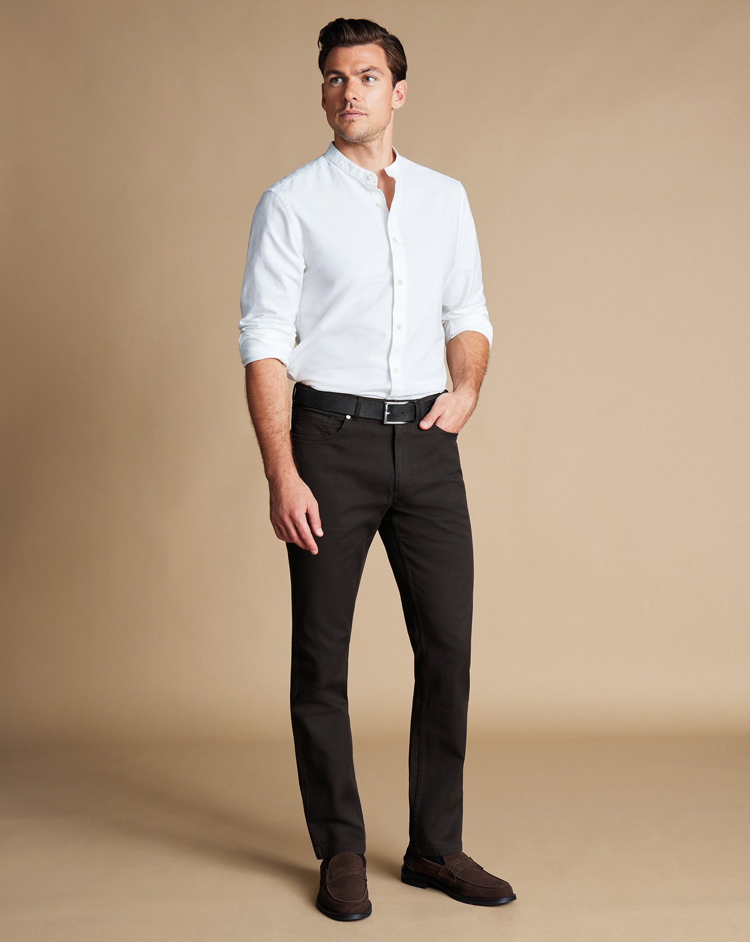 Men's Charles Tyrwhitt Twill 5 Pocket Jeans - Black Size W38 L32 Cotton
