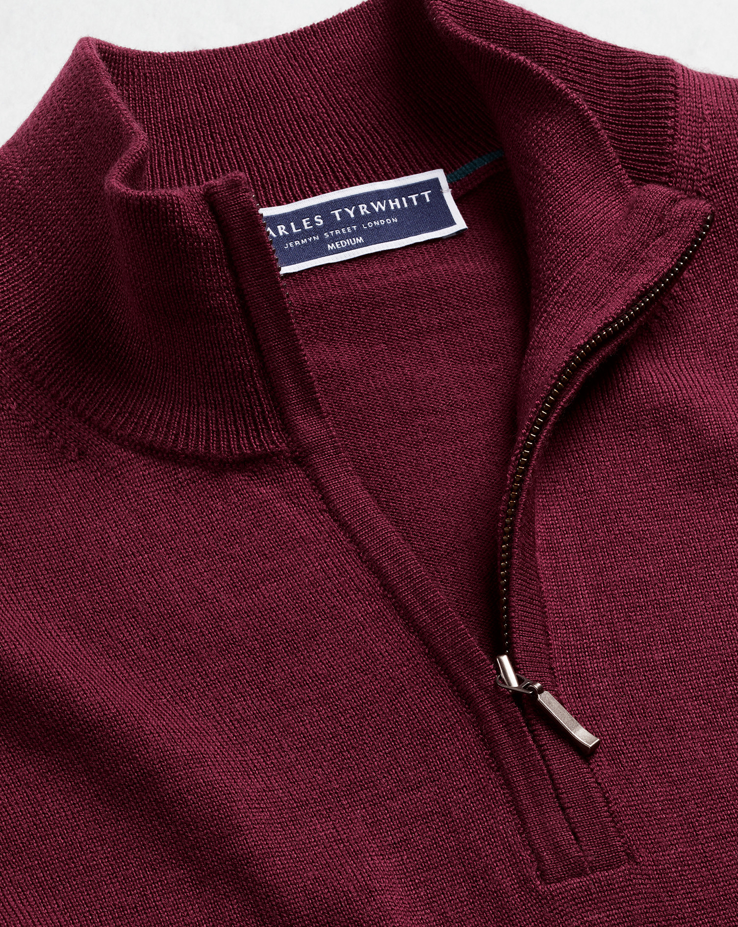 Merino Zip Neck Sweater - Burgundy Size XXL

