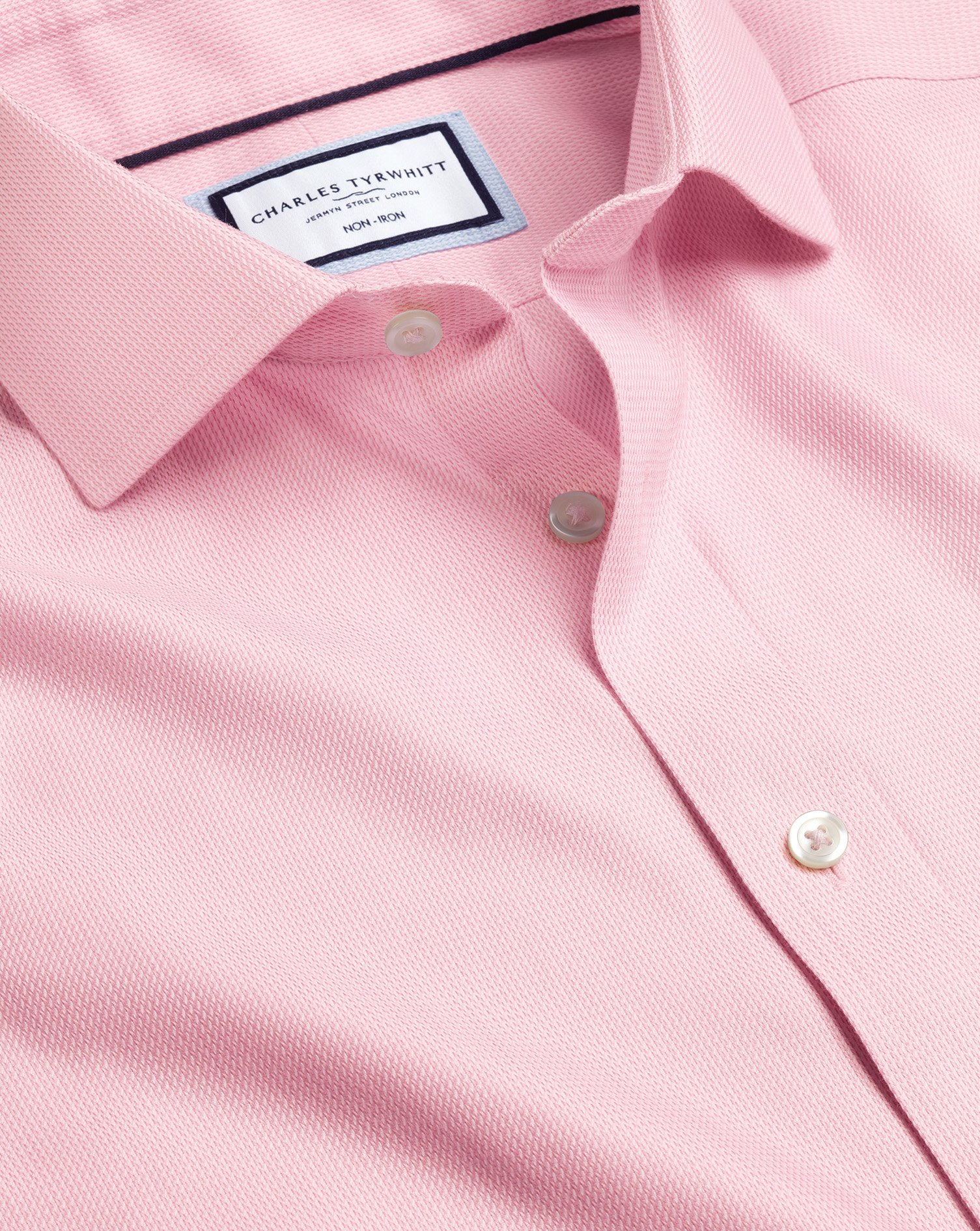 Men's Charles Tyrwhitt Cutaway Collar Non-Iron Mayfair Weave Dress Shirt - Pink French Cuff Size Lar