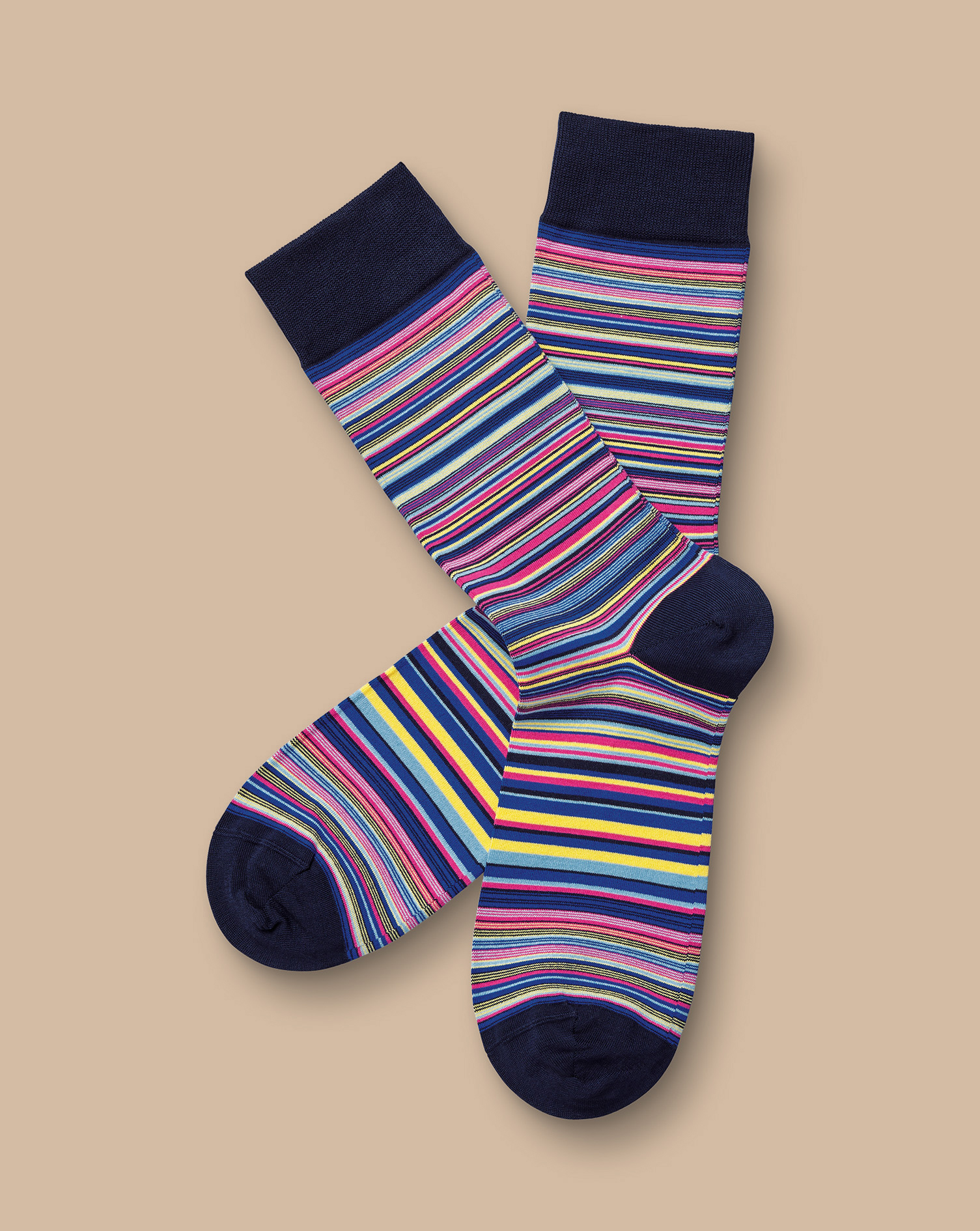 Stripe Socks - Bright Pink &amp; Cobalt Blue