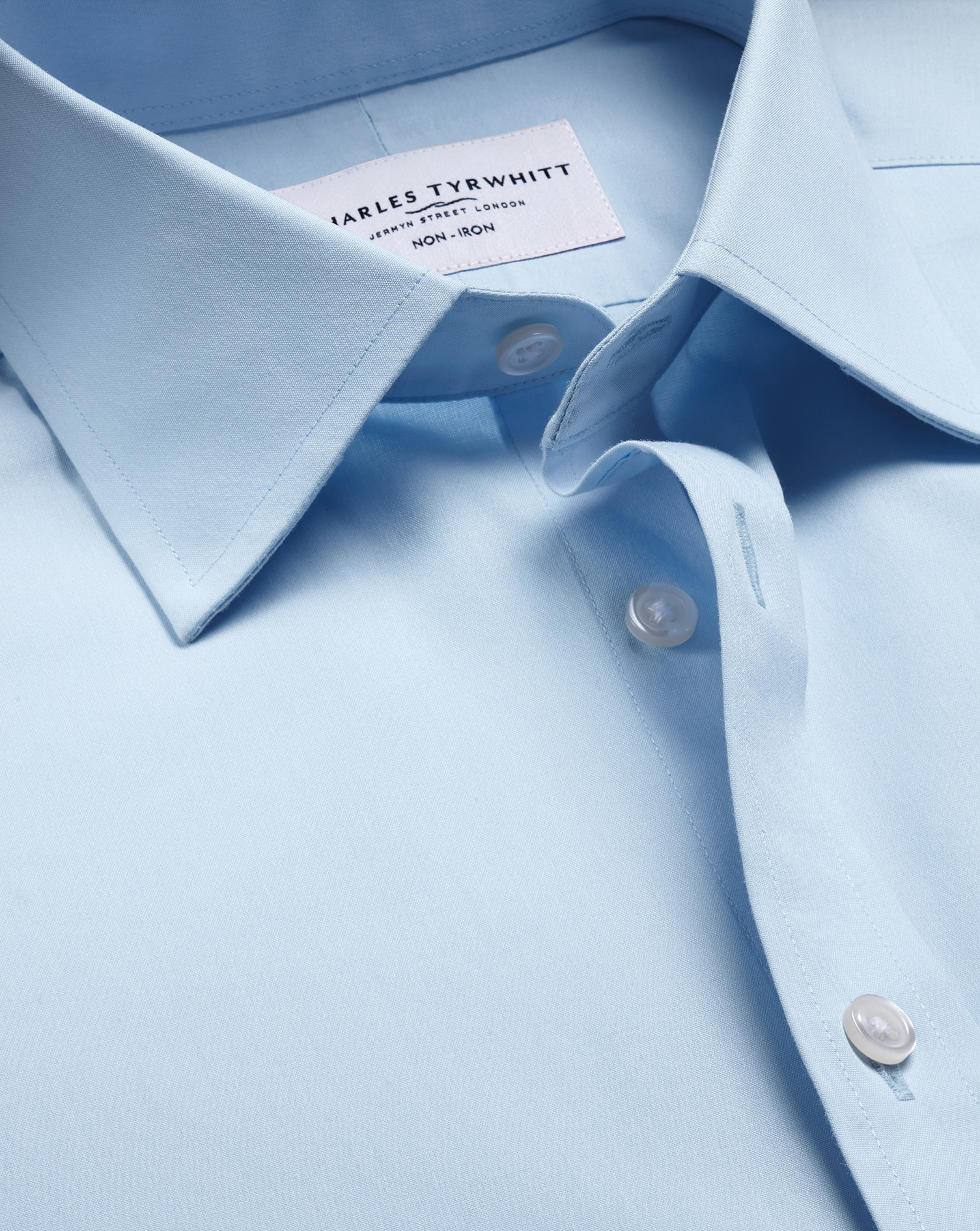 Non-Iron Stretch Poplin Shirt - Sky Blue | Charles Tyrwhitt US