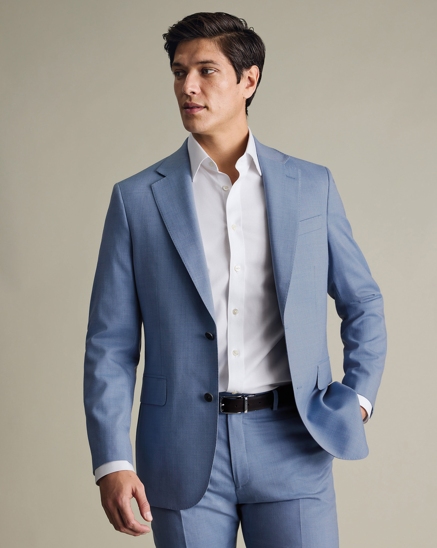 Men's Ultimate Performance Sharkskin Suit Jacket â Light Blue, 38R by Charles Tyrwhitt