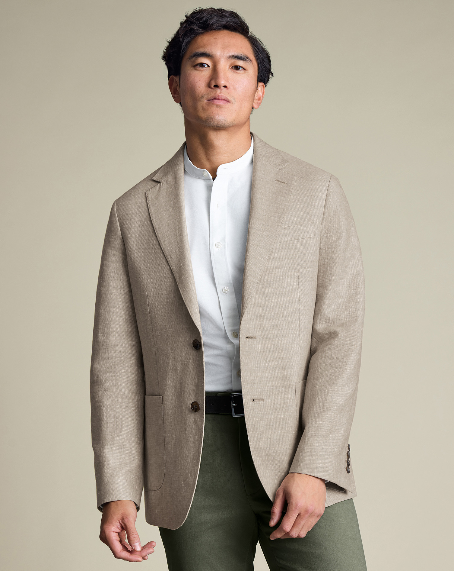 Linen Cotton Jacket – Stone | Charles Tyrwhitt UK
