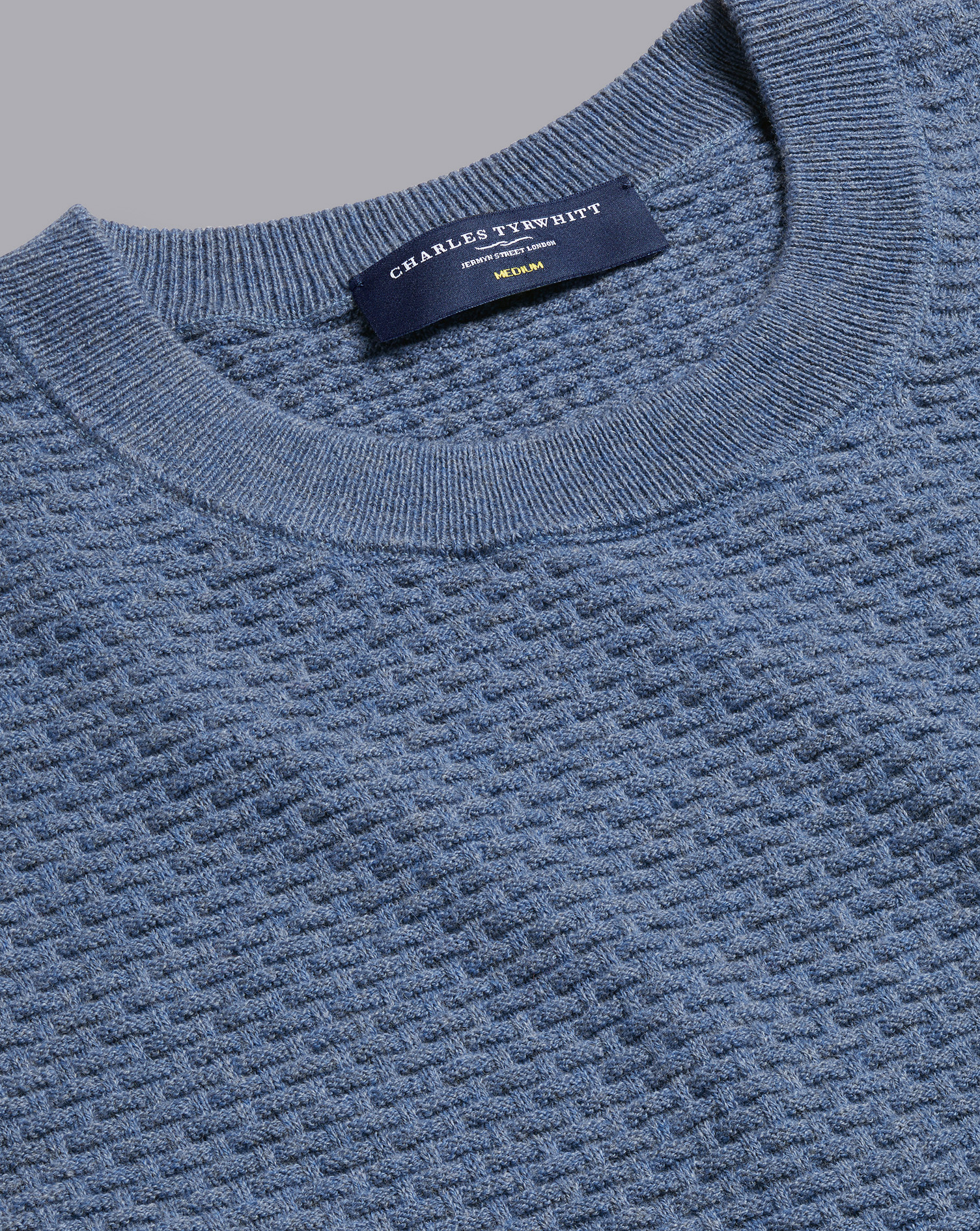 Pull Texturé En Coton Et Mérinos À Col Rond - Océan par - Charles Tyrwhitt - Modalova