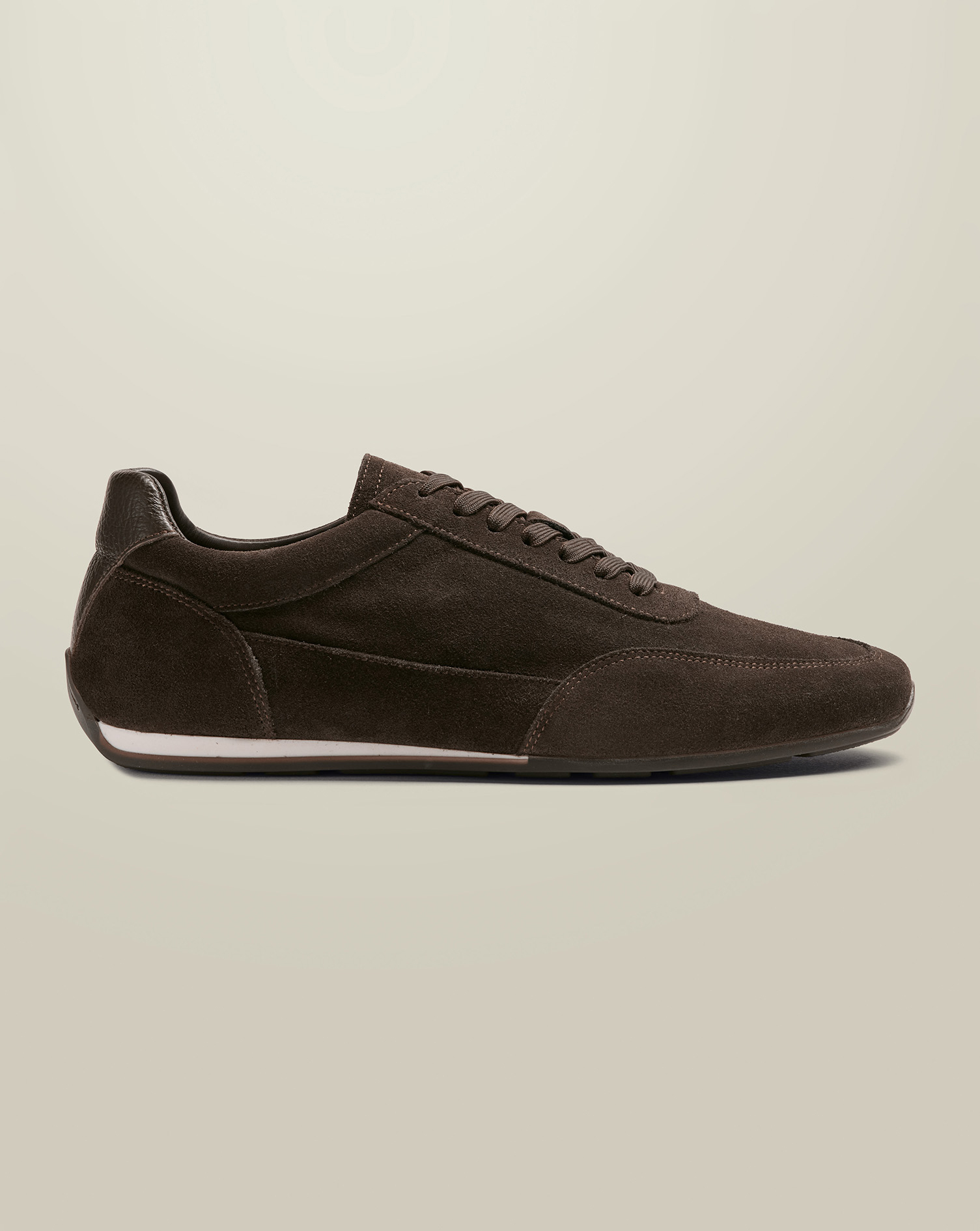 Men's Charles Tyrwhitt Suede Smart Trainers - Dark Chocolate Brown Size 7 Leather