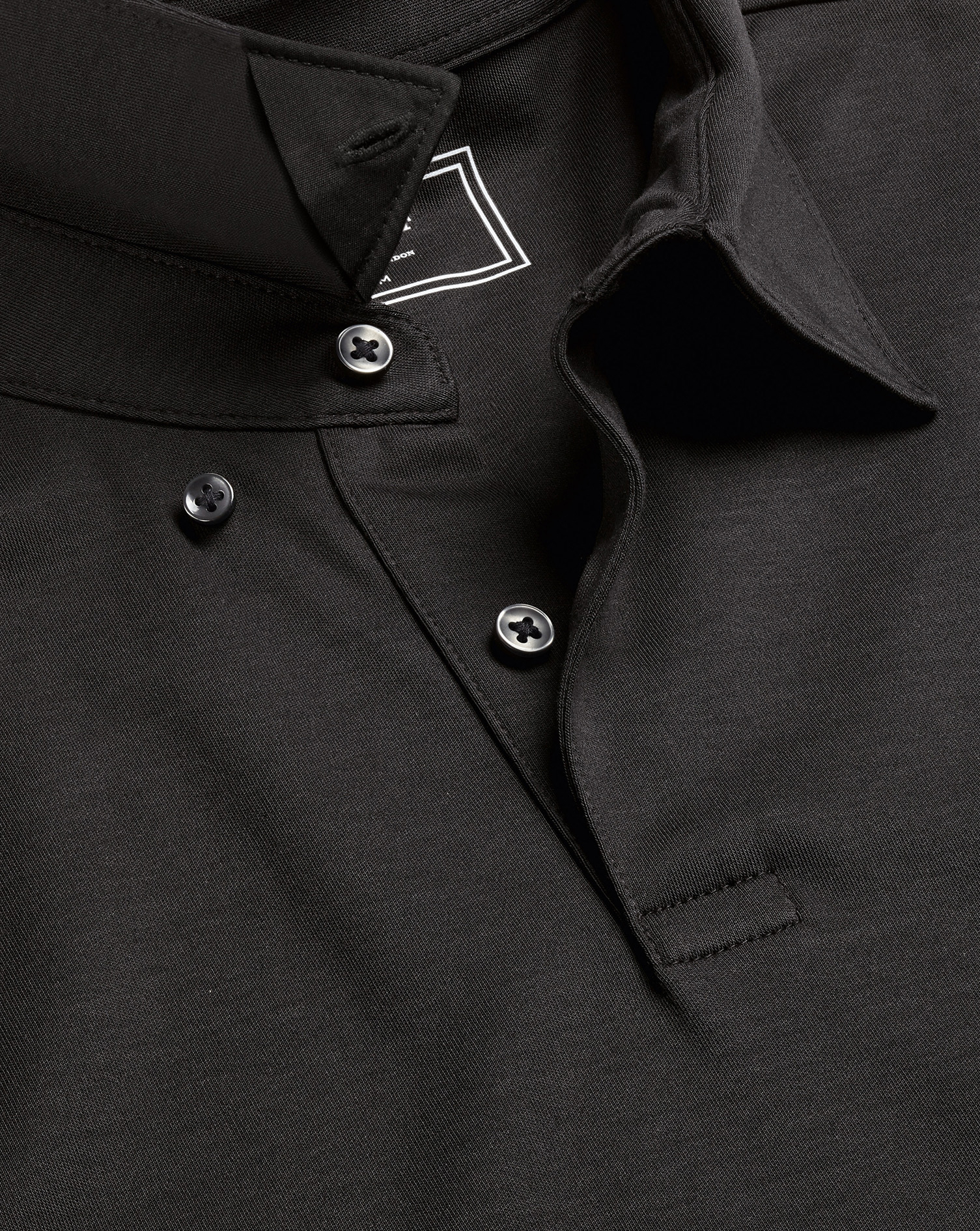 Men's Charles Tyrwhitt Smart Long Sleeve Jersey Polo Shirt - Black Size XXL Cotton
