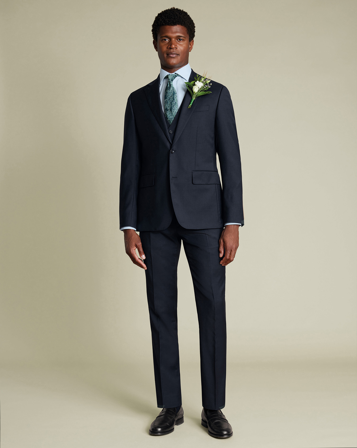 Natural Stretch Twill Suit - Navy | Charles Tyrwhitt